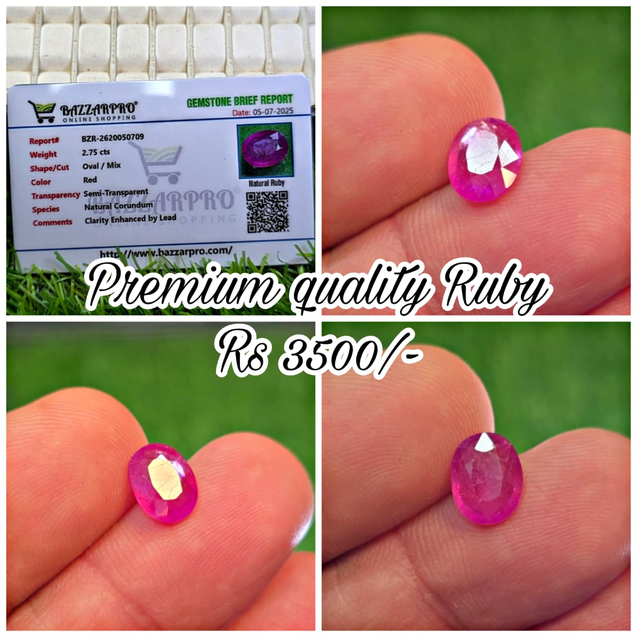 Natural Ruby Stone With Lab Certificate