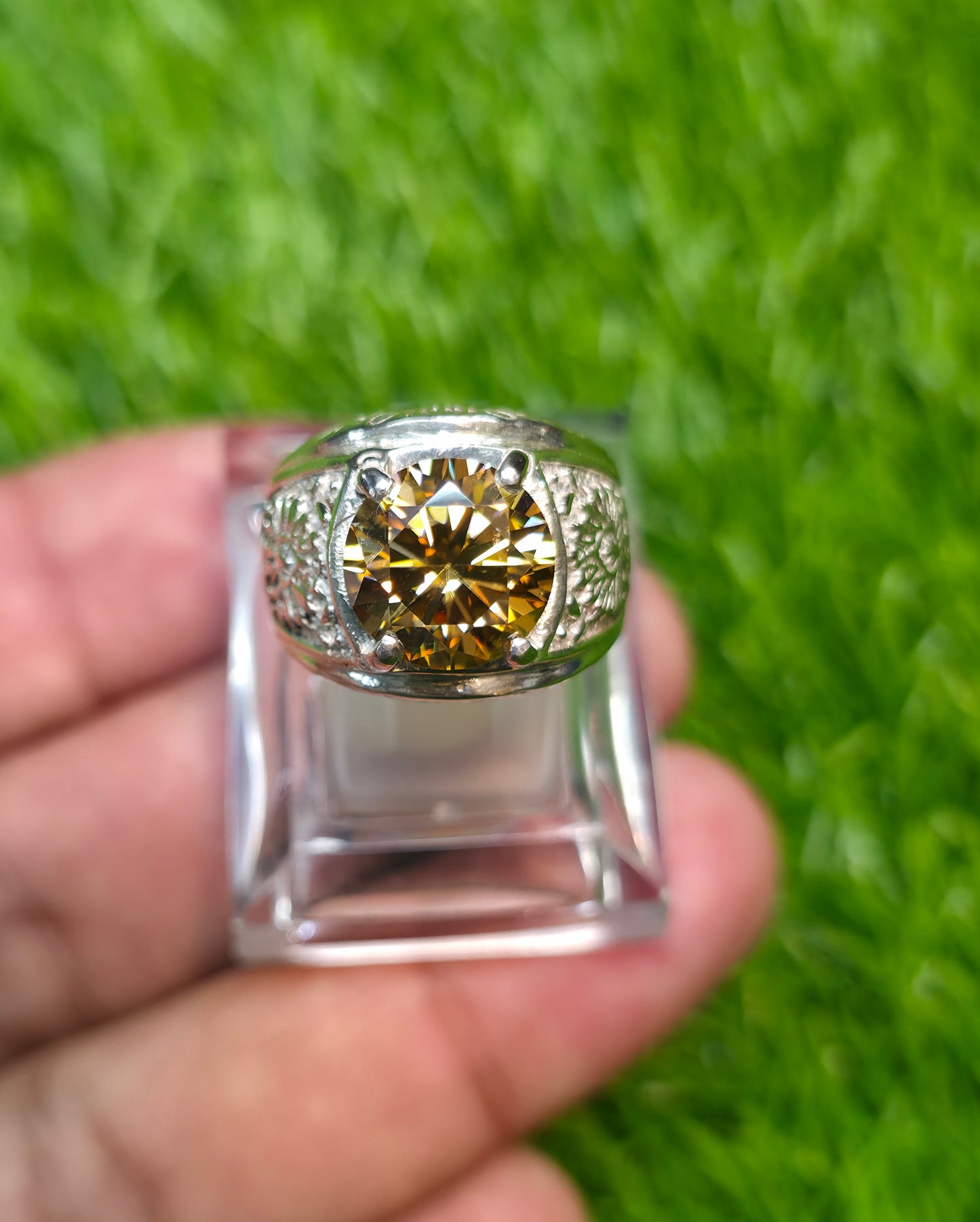 Premium Quality Golden Moissanite Diamond Ring
