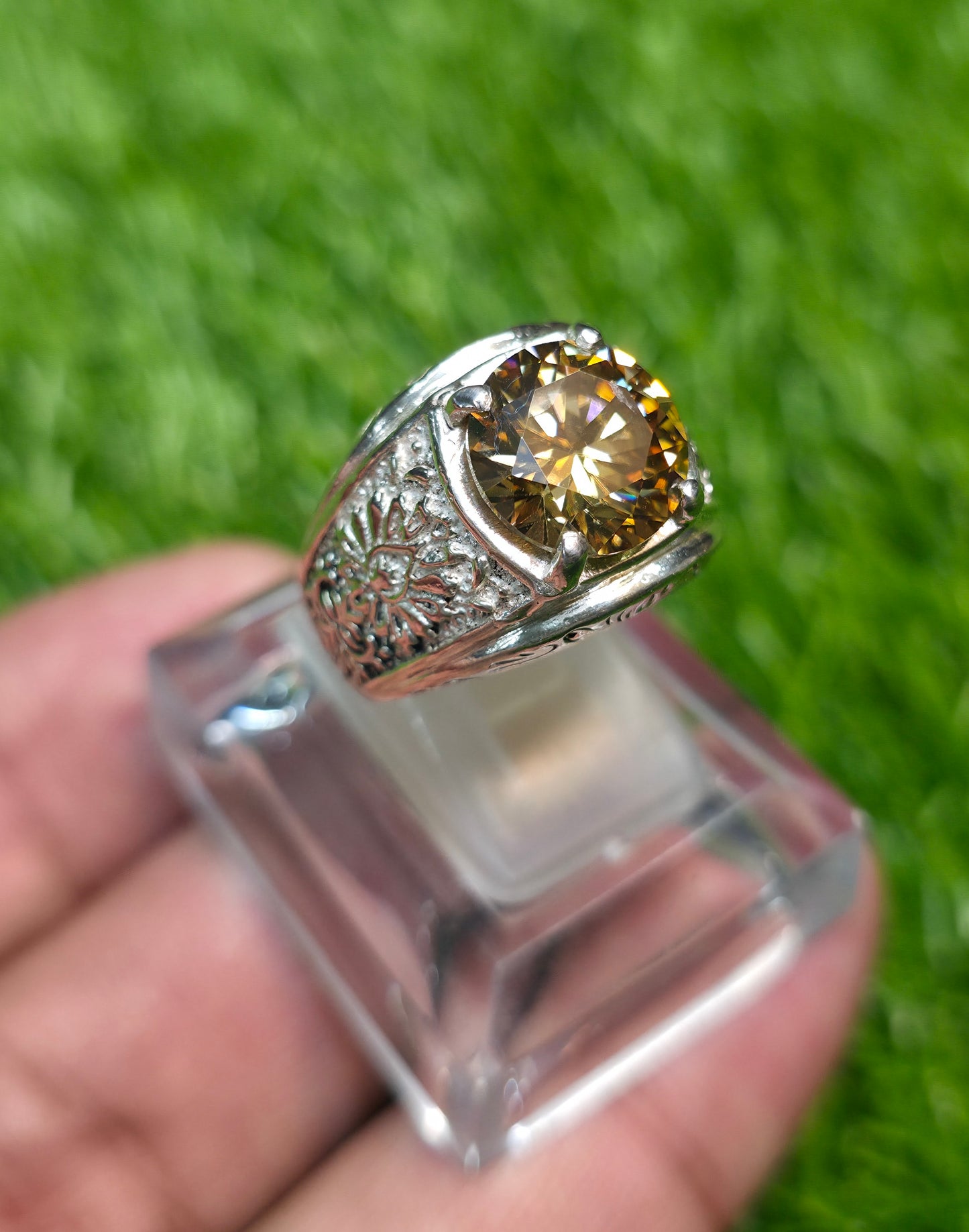 Premium Quality Golden Moissanite Diamond Ring
