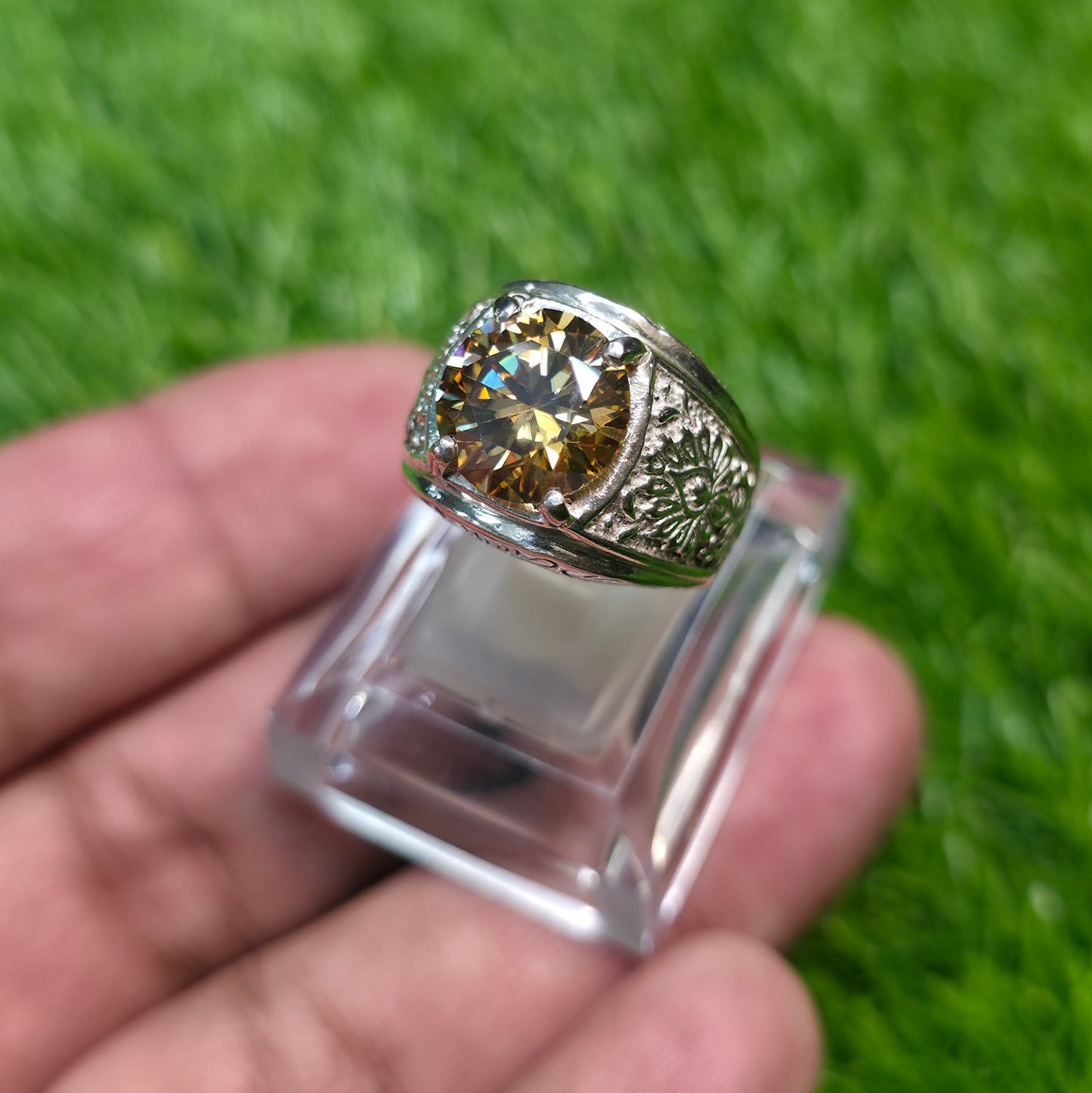 Premium Quality Golden Moissanite Diamond Ring