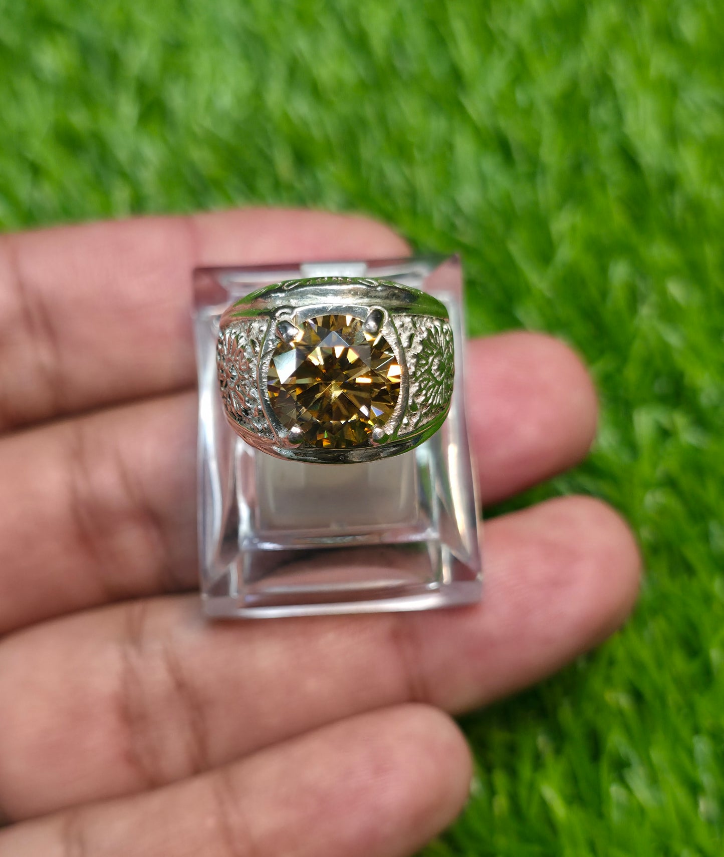 Premium Quality Golden Moissanite Diamond Ring