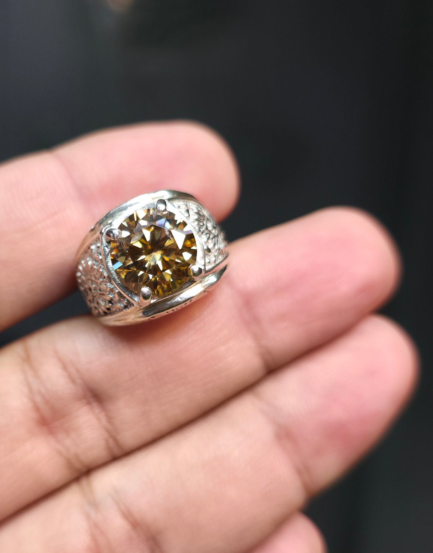 Premium Quality Golden Moissanite Diamond Ring