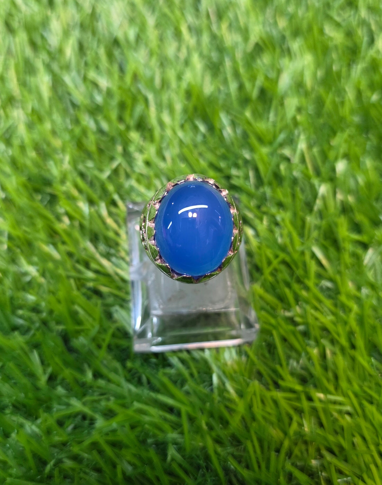 Premium Quality Blue Aqeeq Ring