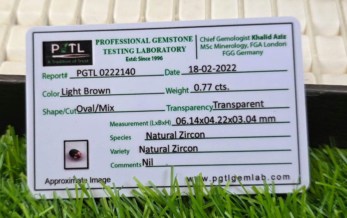 Zircon With Lab Certificate