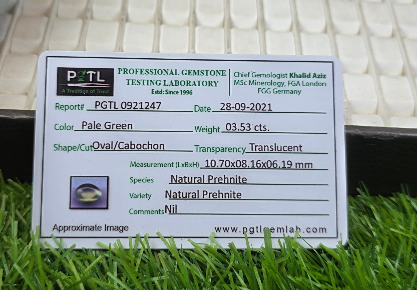 Prehnite With Lab Certificate