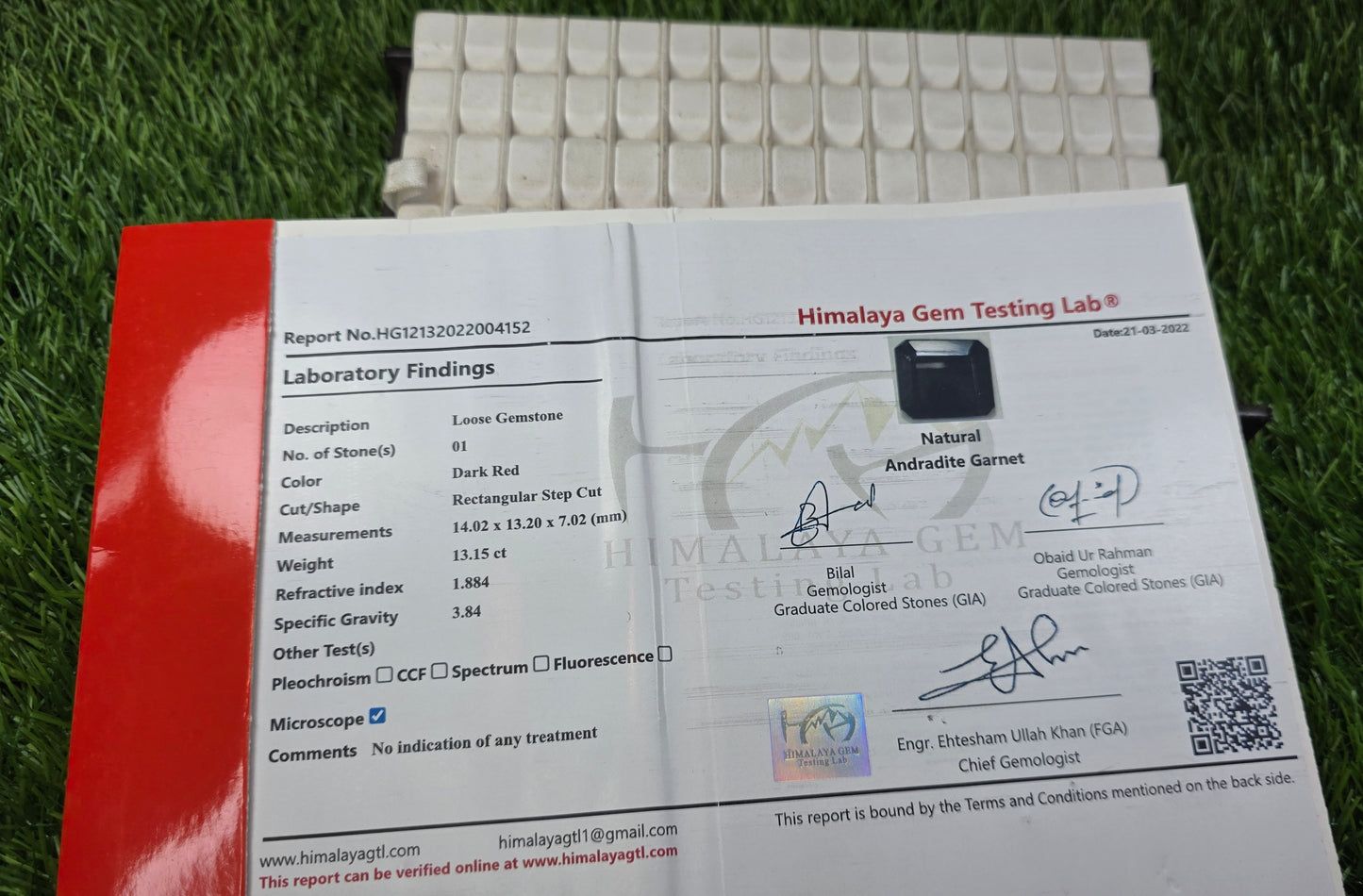 Garnet Stone With Lab Certificate
