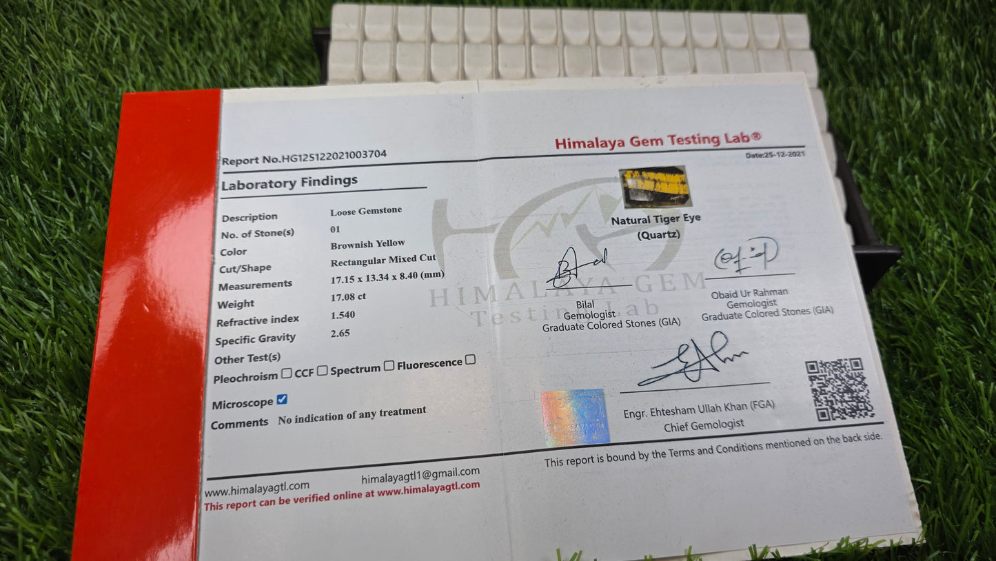 Tiger Stone With Lab Certificate