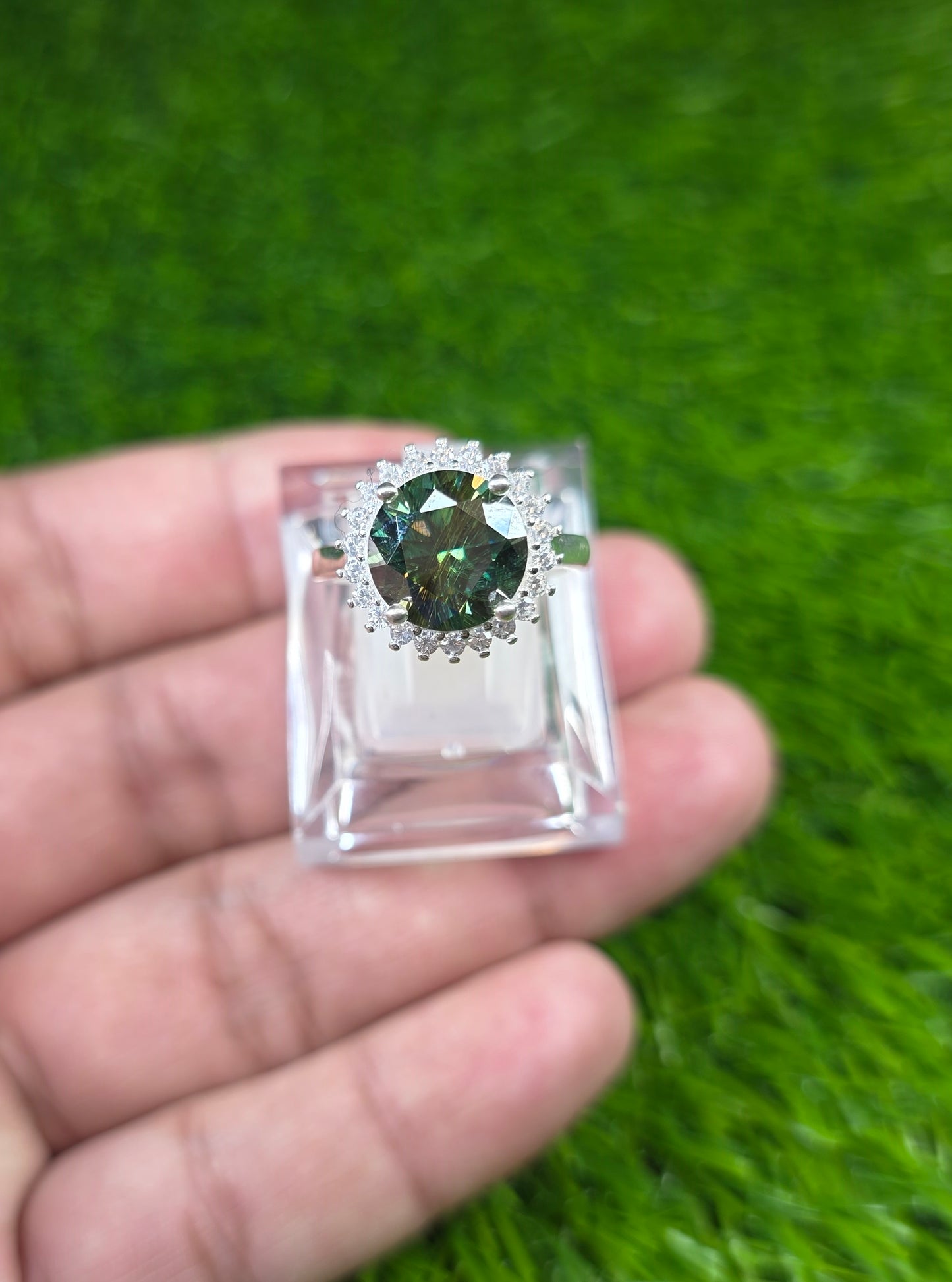 Premium Quality Green Moissanite Ring (Ladies)