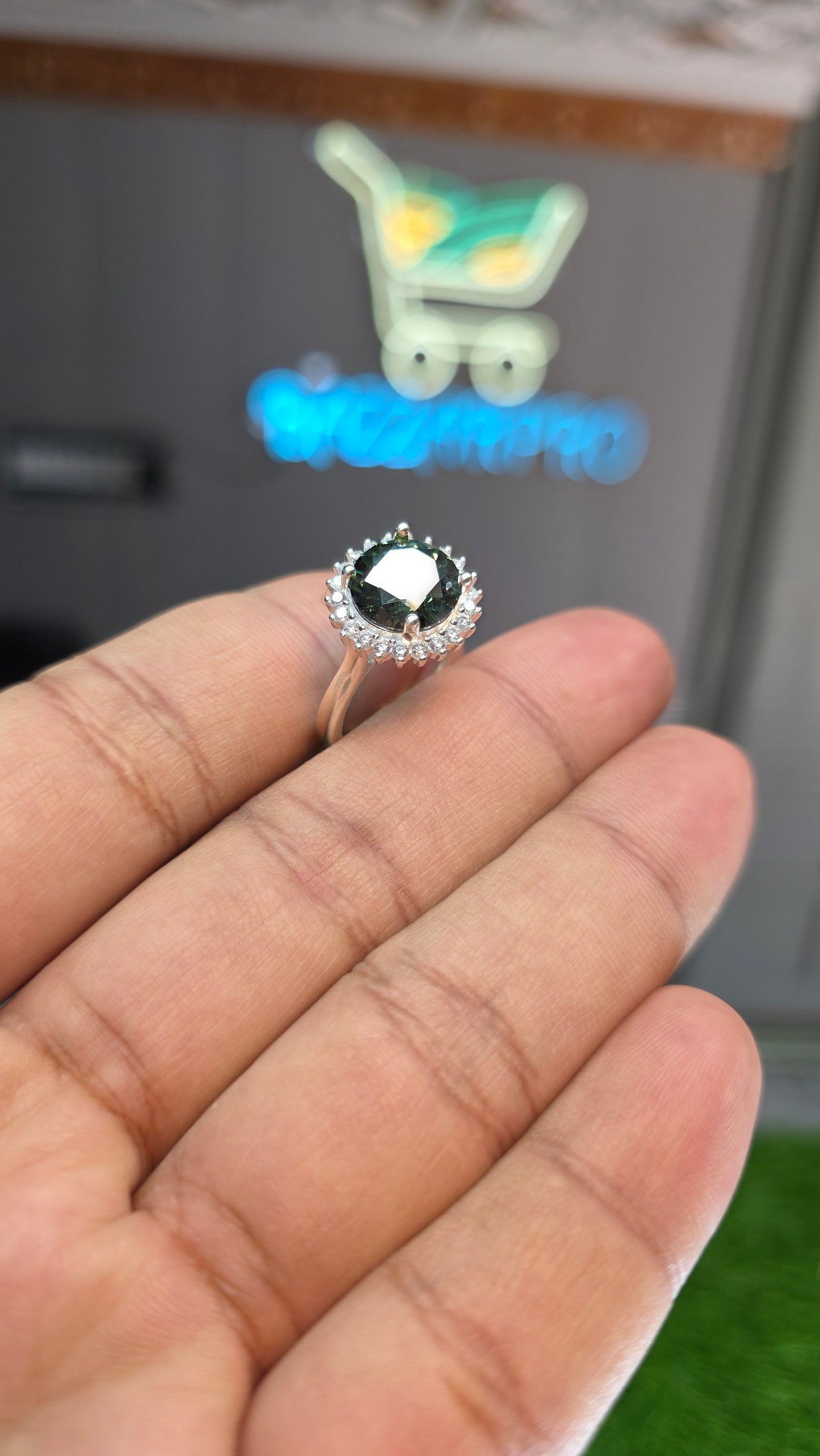 Premium Quality Green Moissanite Ring (Ladies)