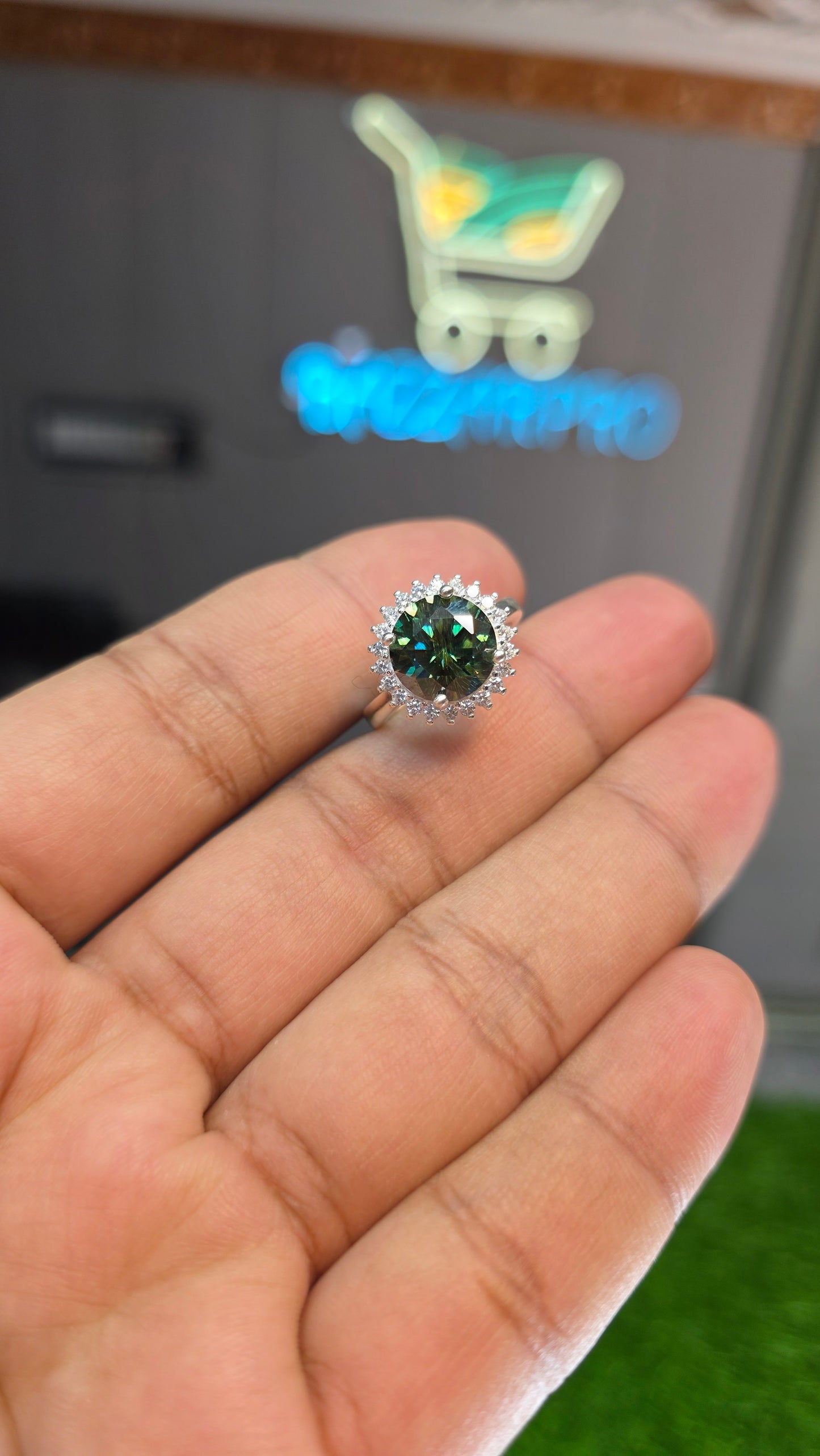 Premium Quality Green Moissanite Ring (Ladies)