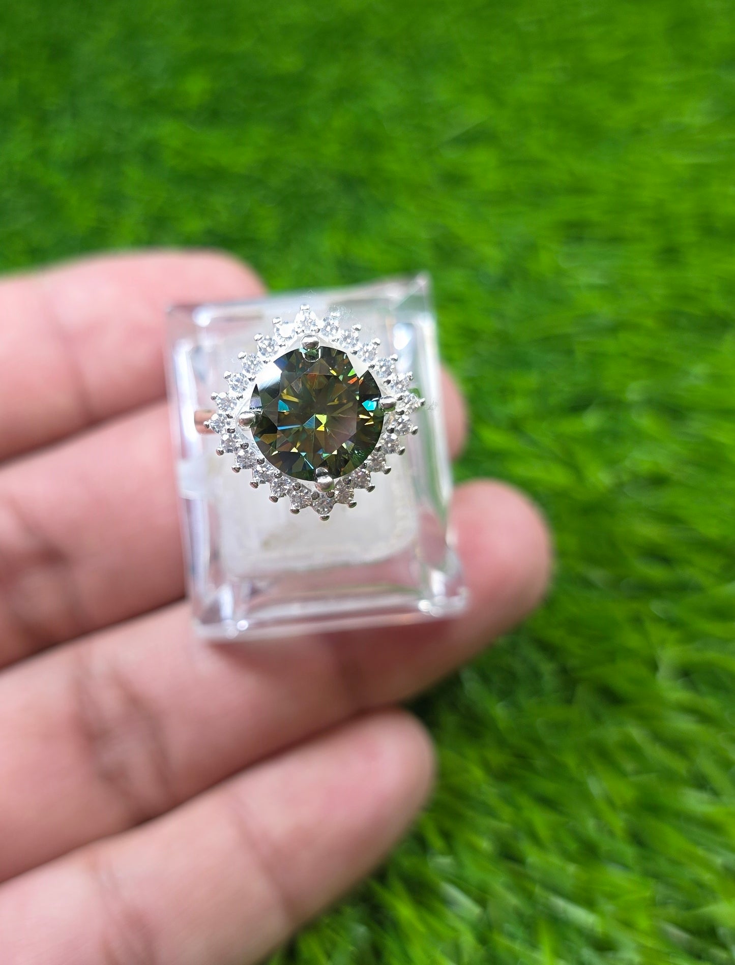 Premium Quality Green Moissanite Ring (Ladies)