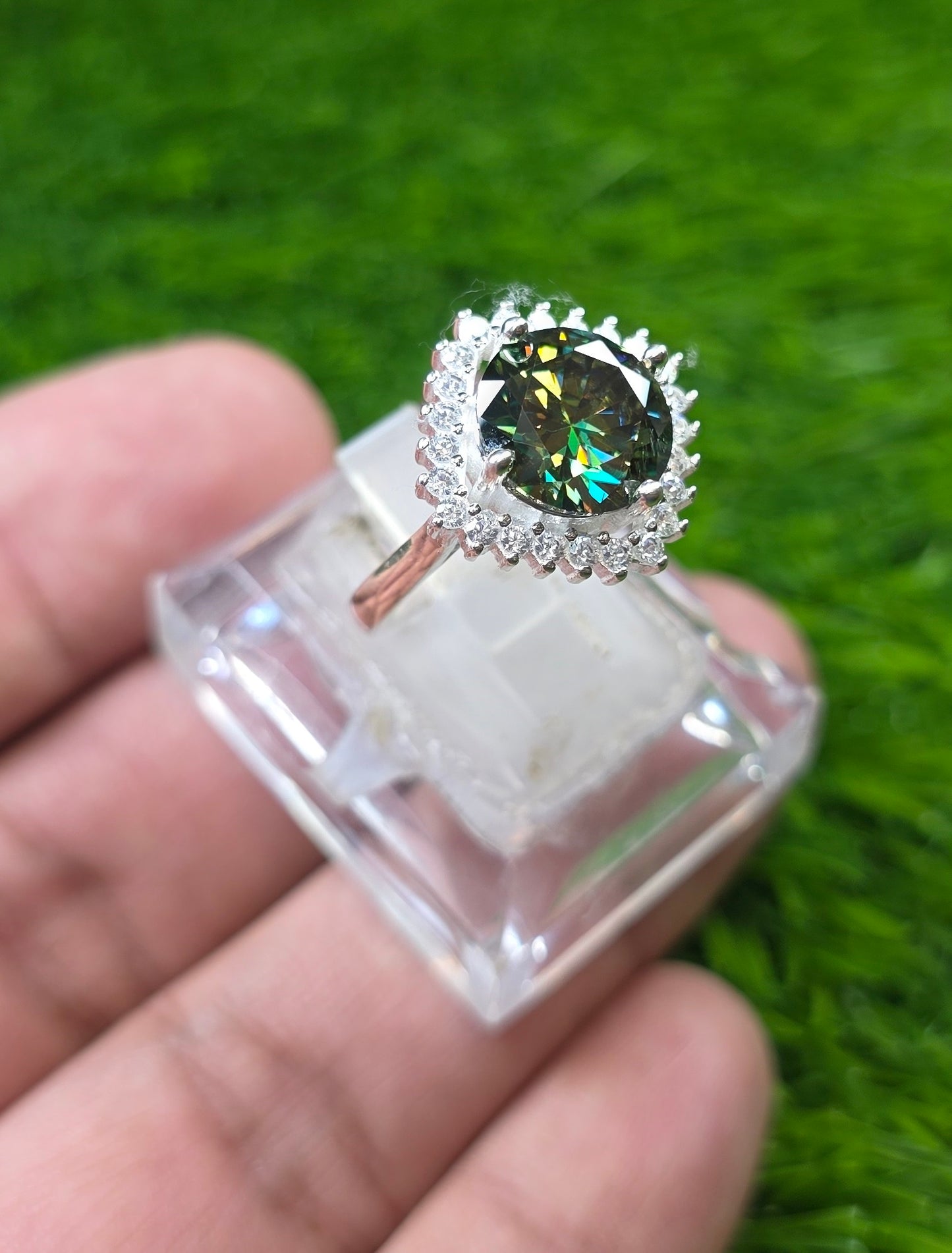Premium Quality Green Moissanite Ring (Ladies)