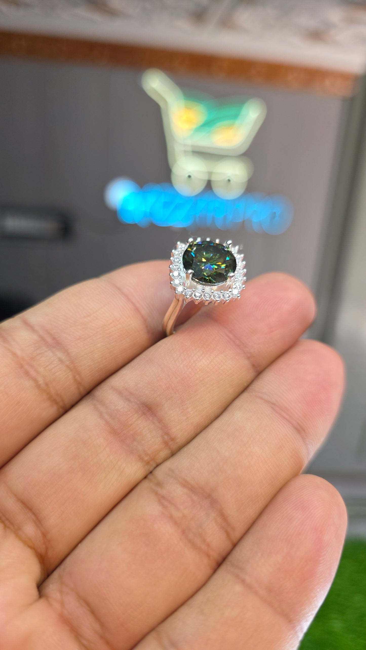 Premium Quality Green Moissanite Ring (Ladies)