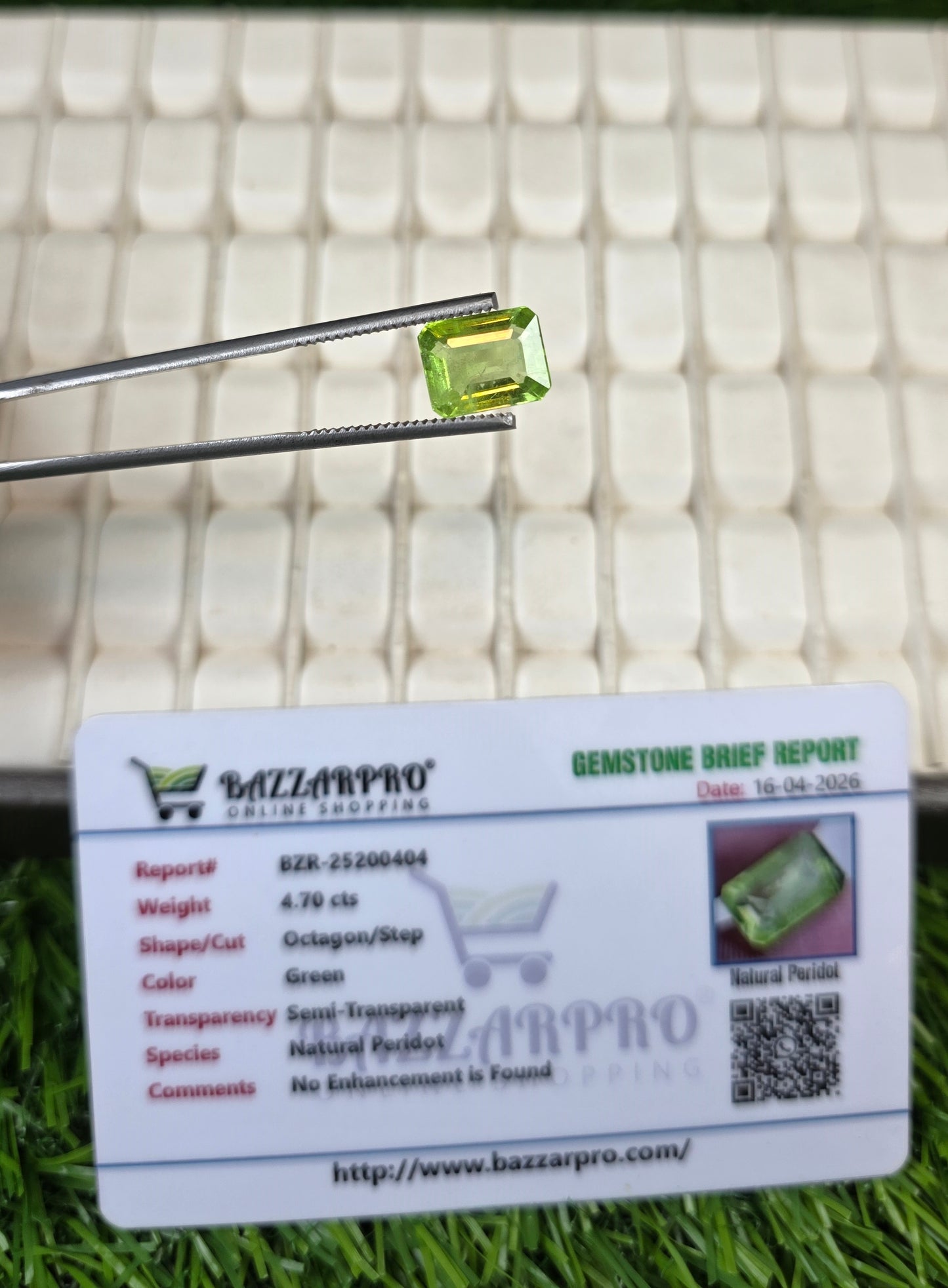 Natural Peridot Stone With Lab Certificate
