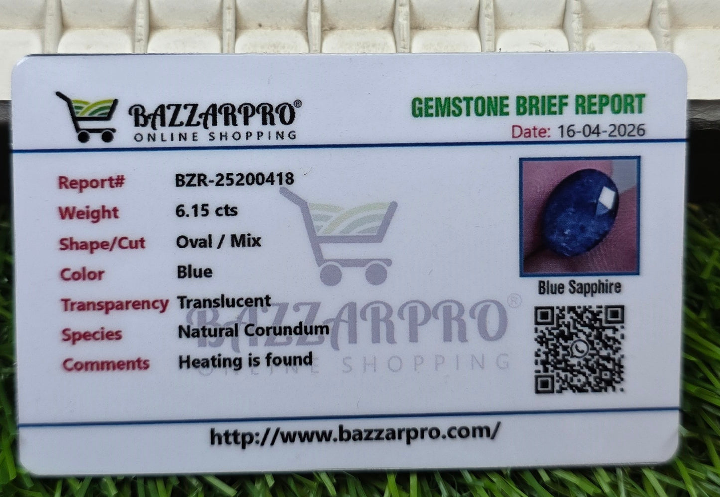 Natural Ceylon Neelam Stone With Lab Certificate
