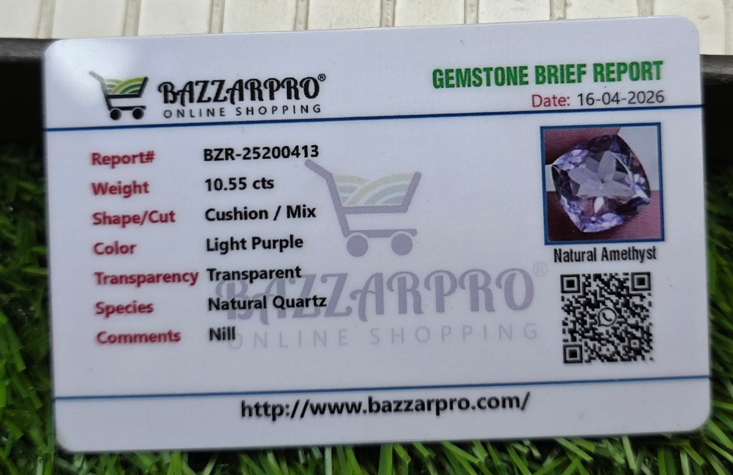 Natural Amethyst Stone With Lab Certificate