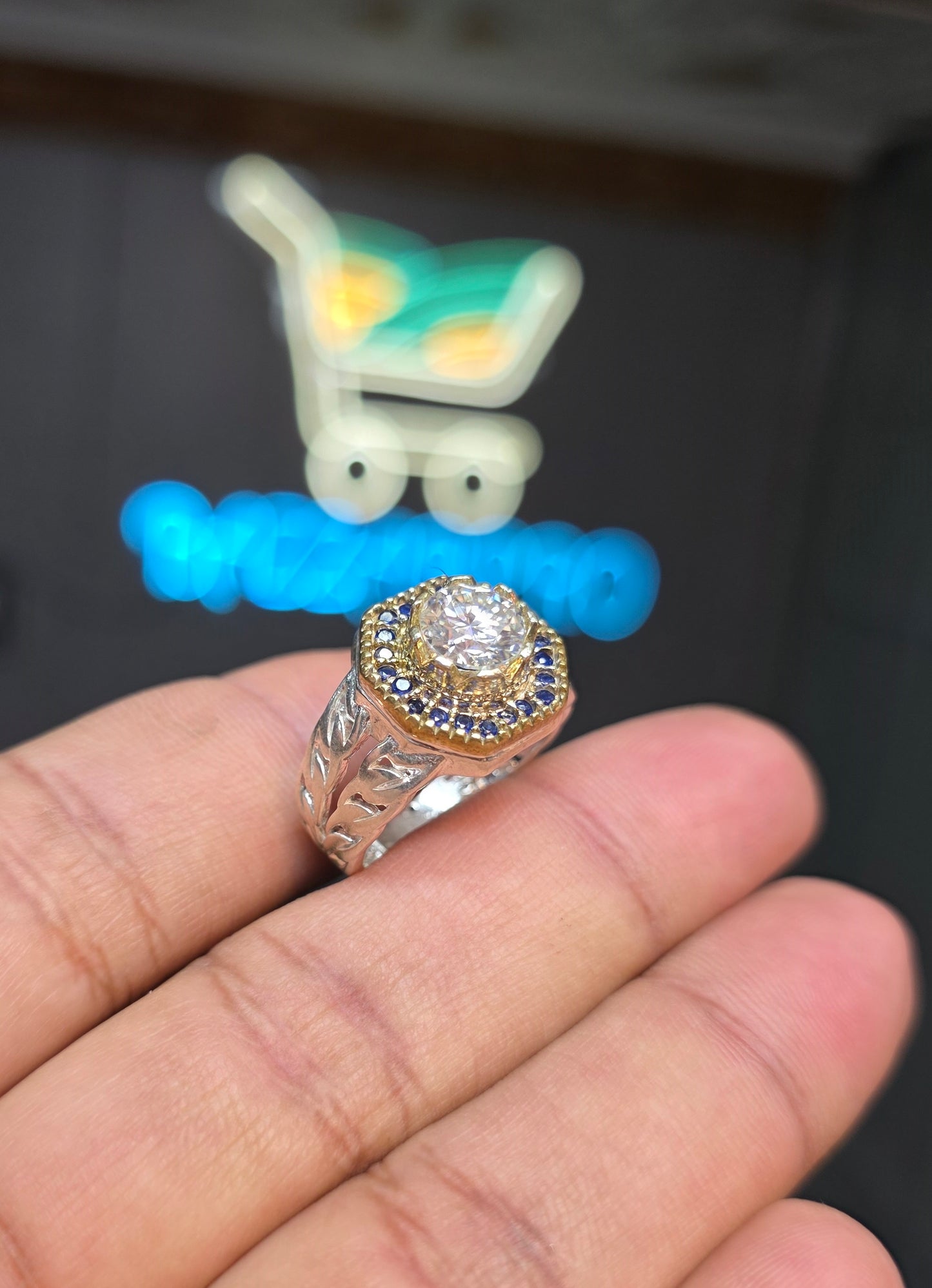 Premium Quality Vintage Style White Moissanite Ring