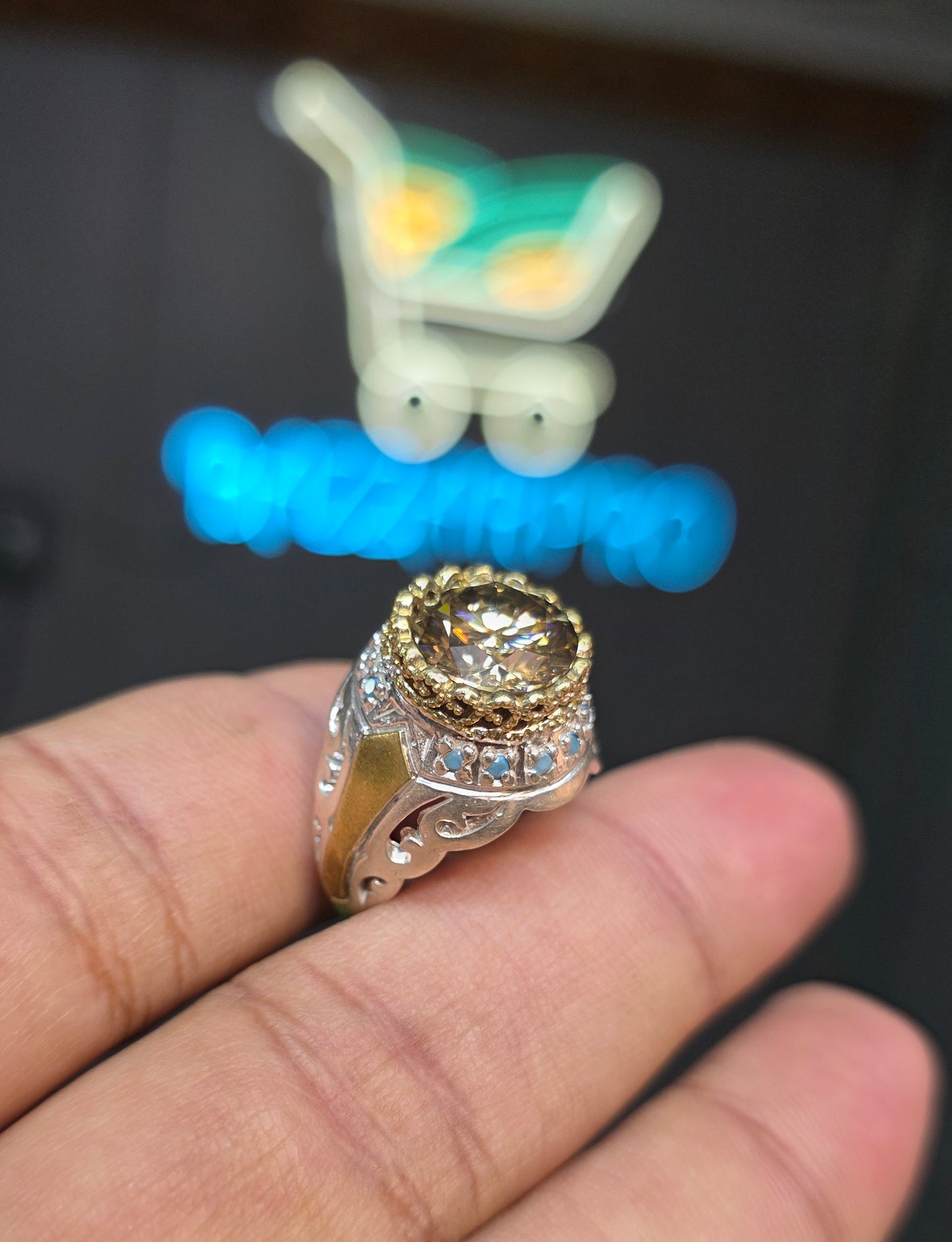 Premium Quality Vintage Style Golden Moissanite Ring