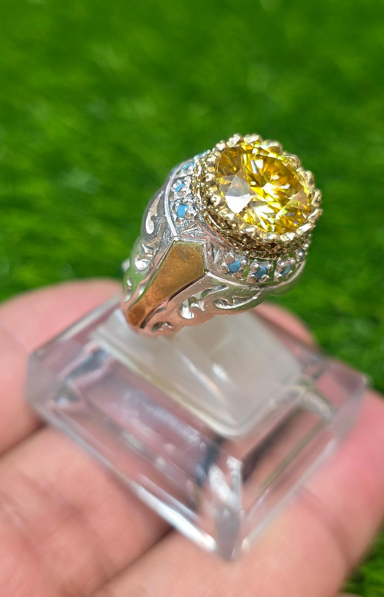 Premium Quality Vintage Style Yellow Moissanite Ring