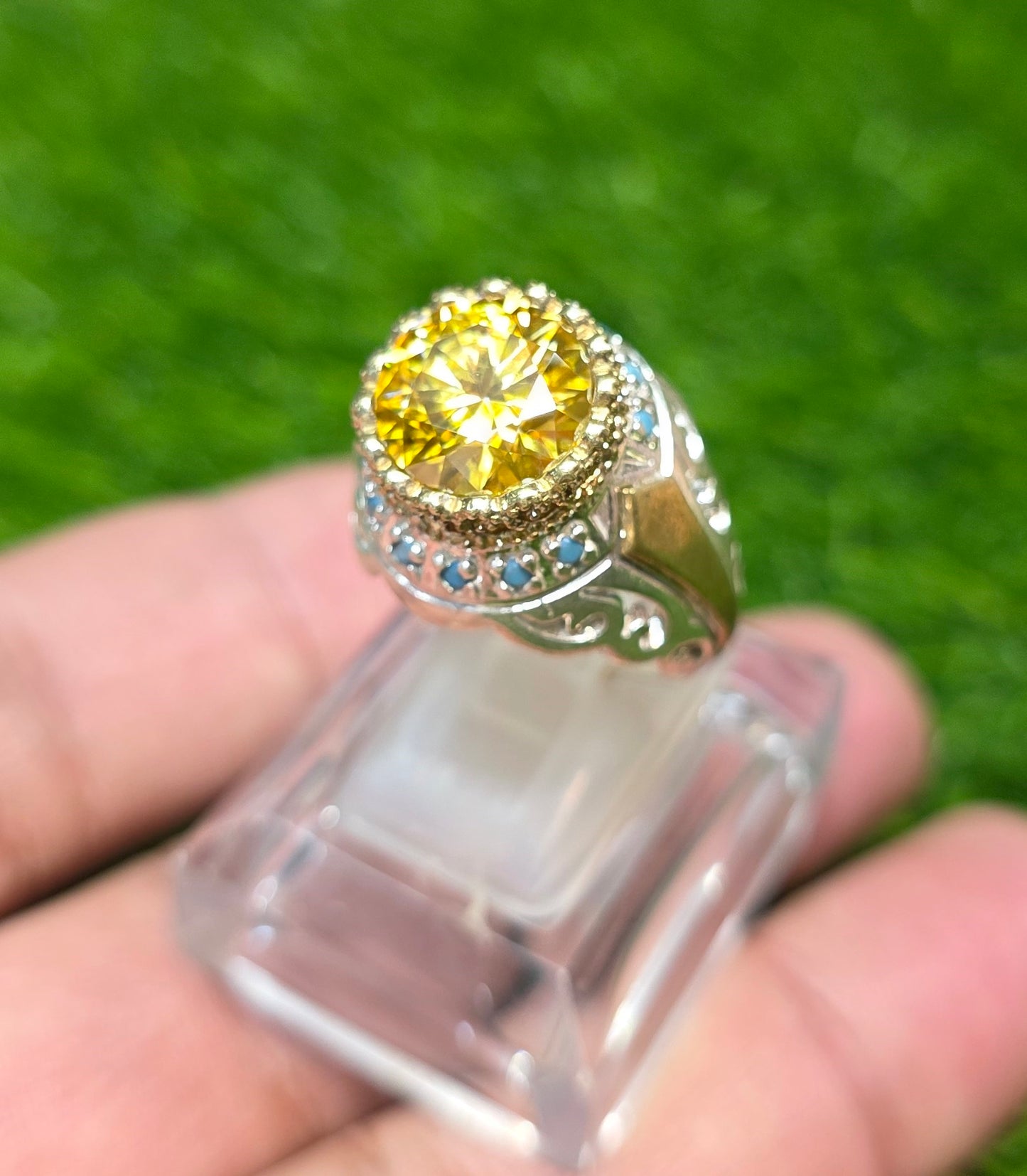 Premium Quality Vintage Style Yellow Moissanite Ring