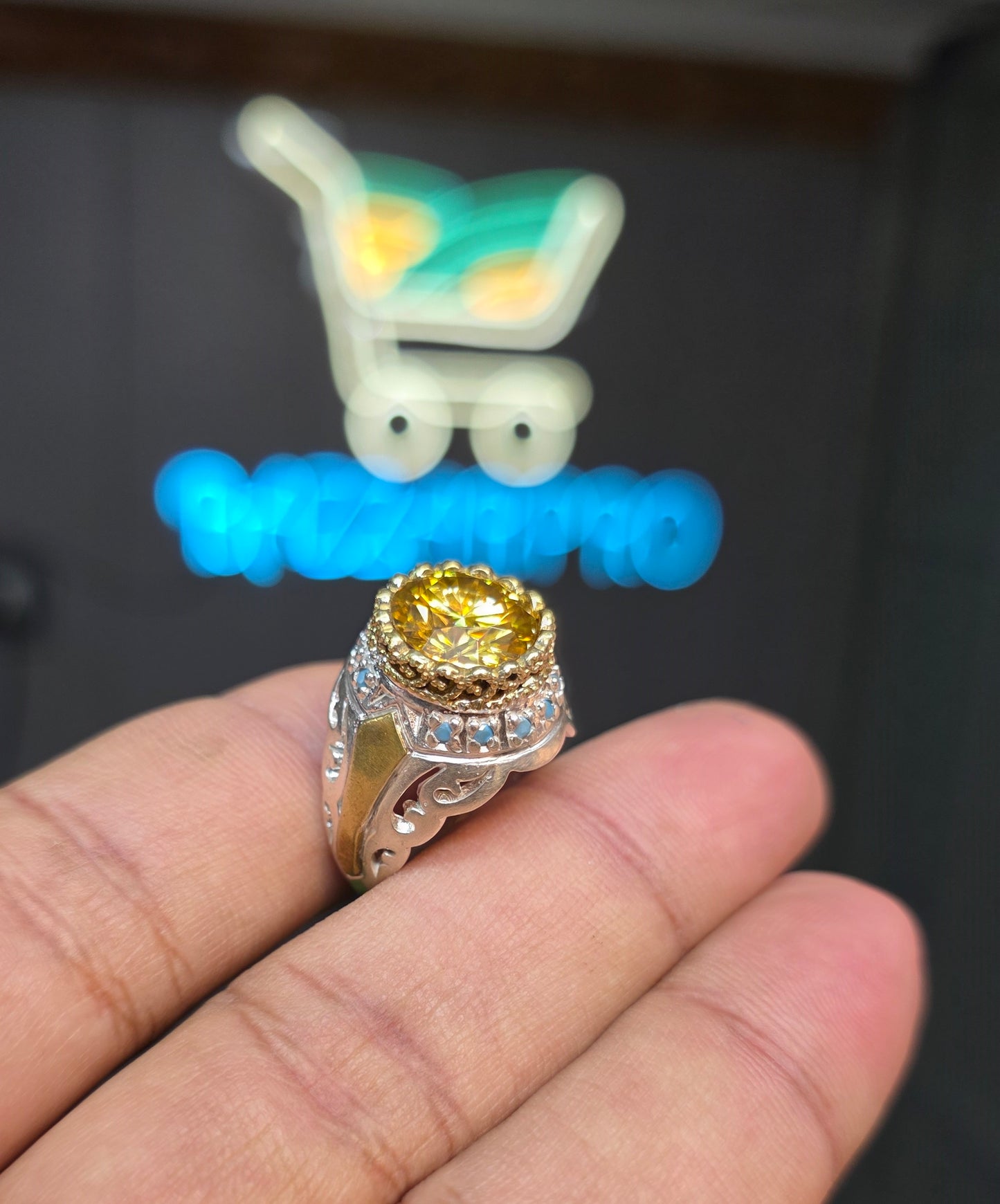 Premium Quality Vintage Style Yellow Moissanite Ring