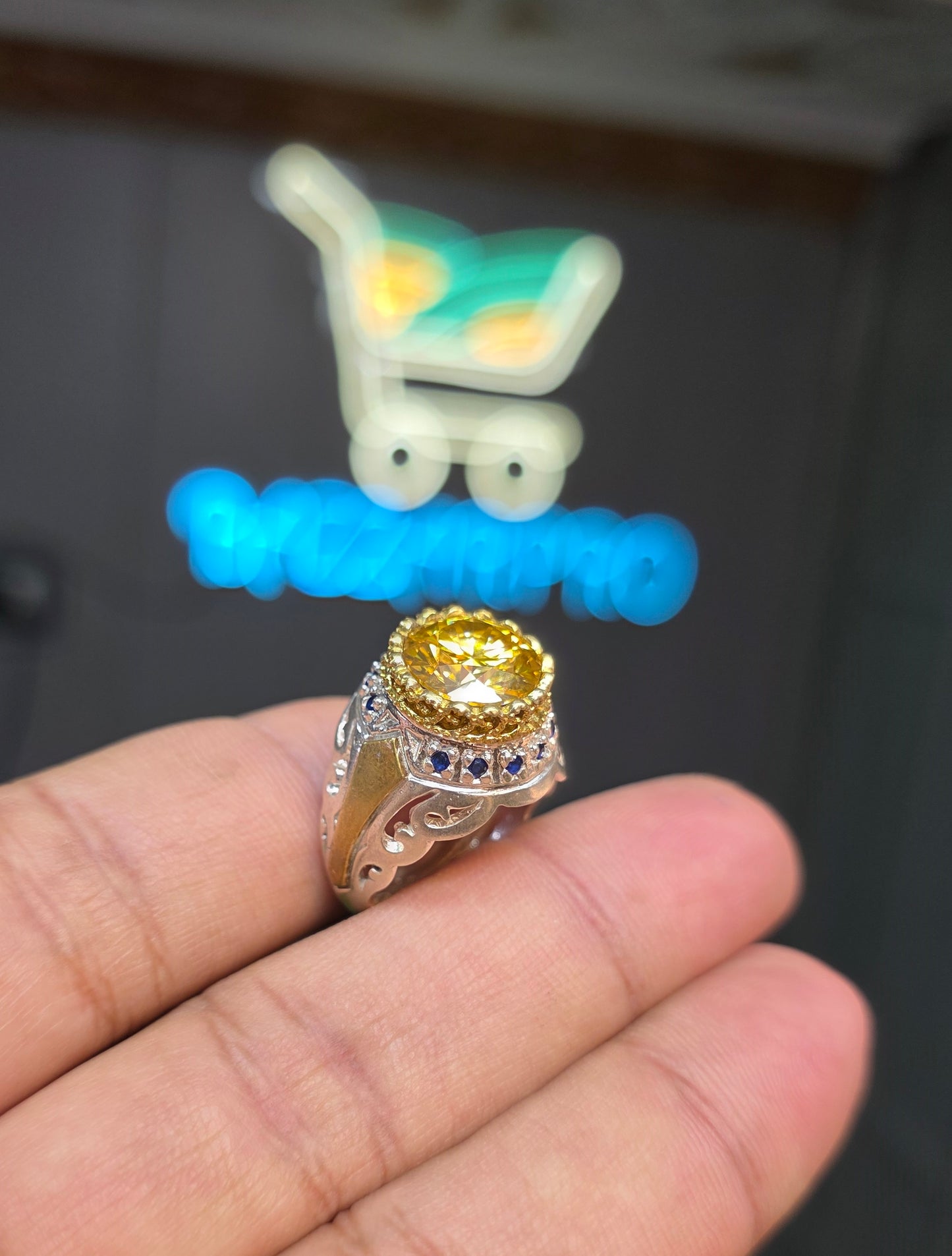 Premium Quality Vintage Style Golden Moissanite Ring
