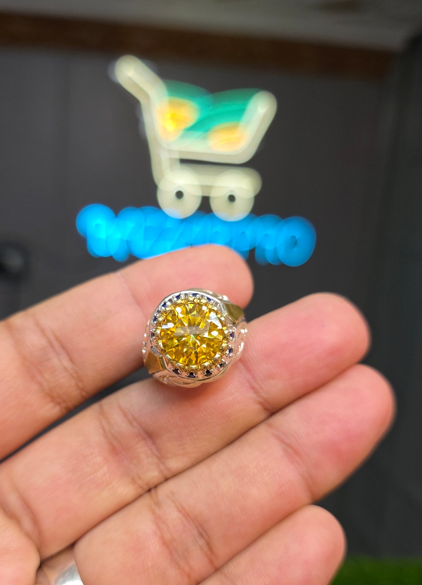 Premium Quality Vintage Style Golden Moissanite Ring
