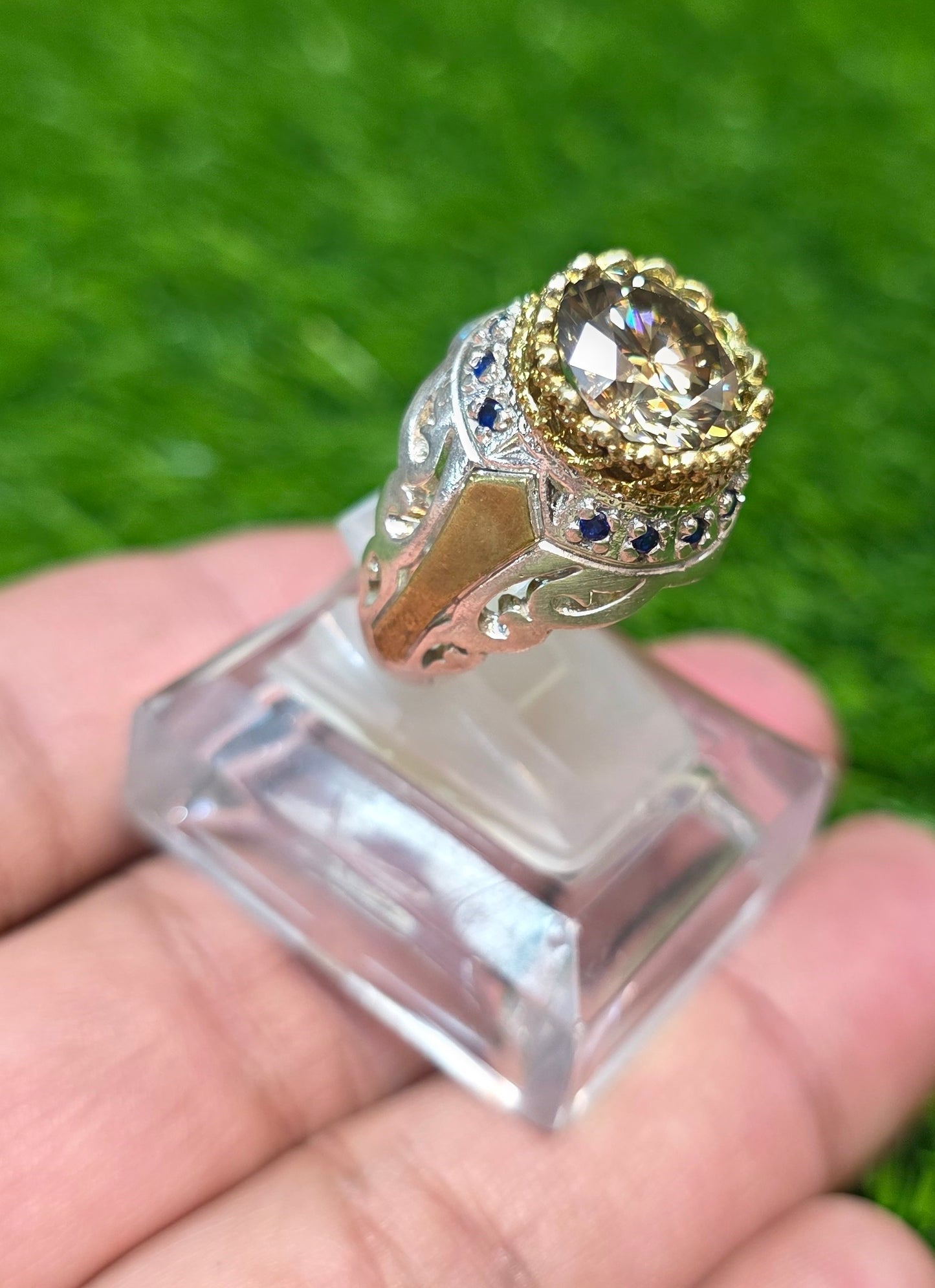 Premium Quality Vintage Style Golden Moissanite Ring