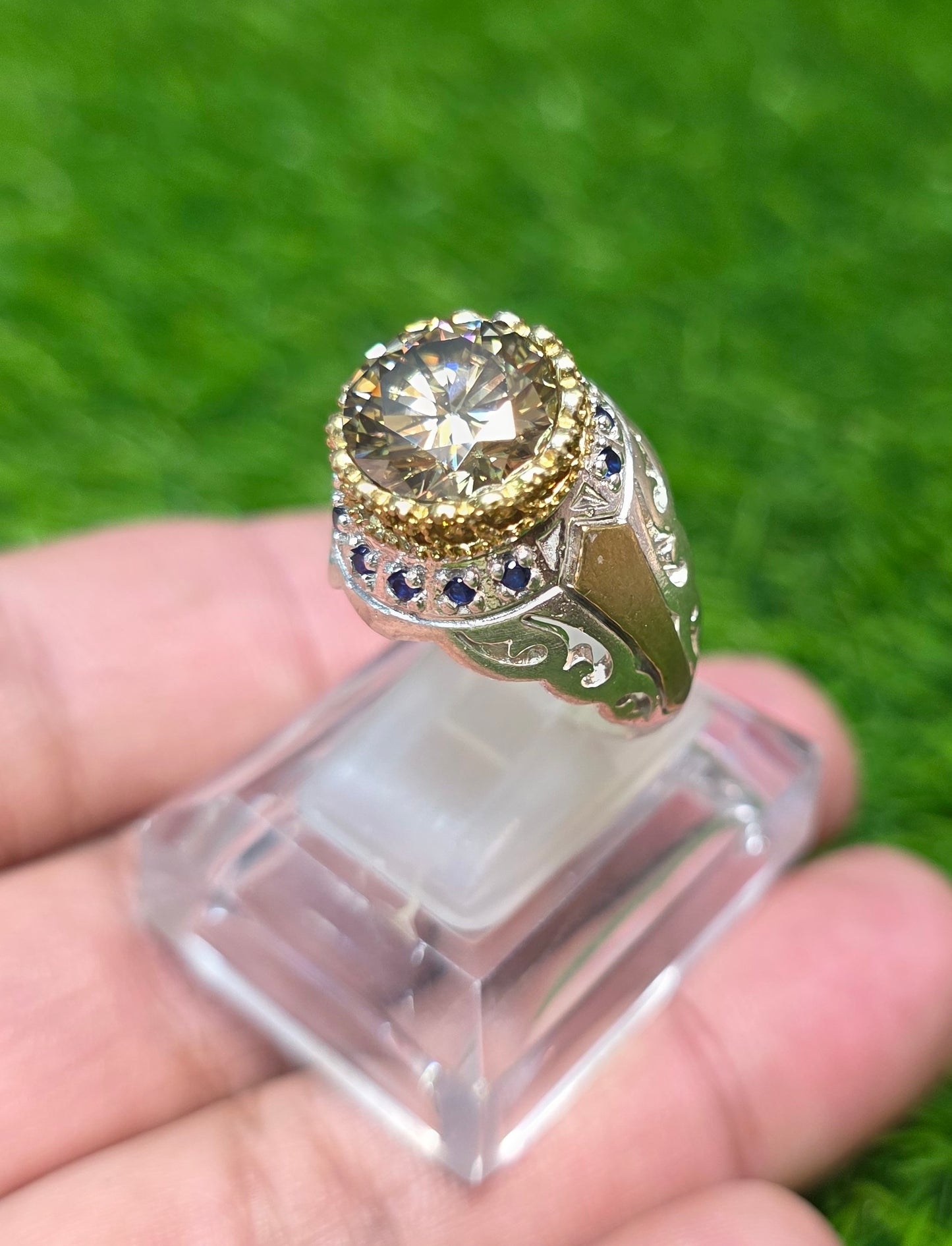 Premium Quality Vintage Style Golden Moissanite Ring