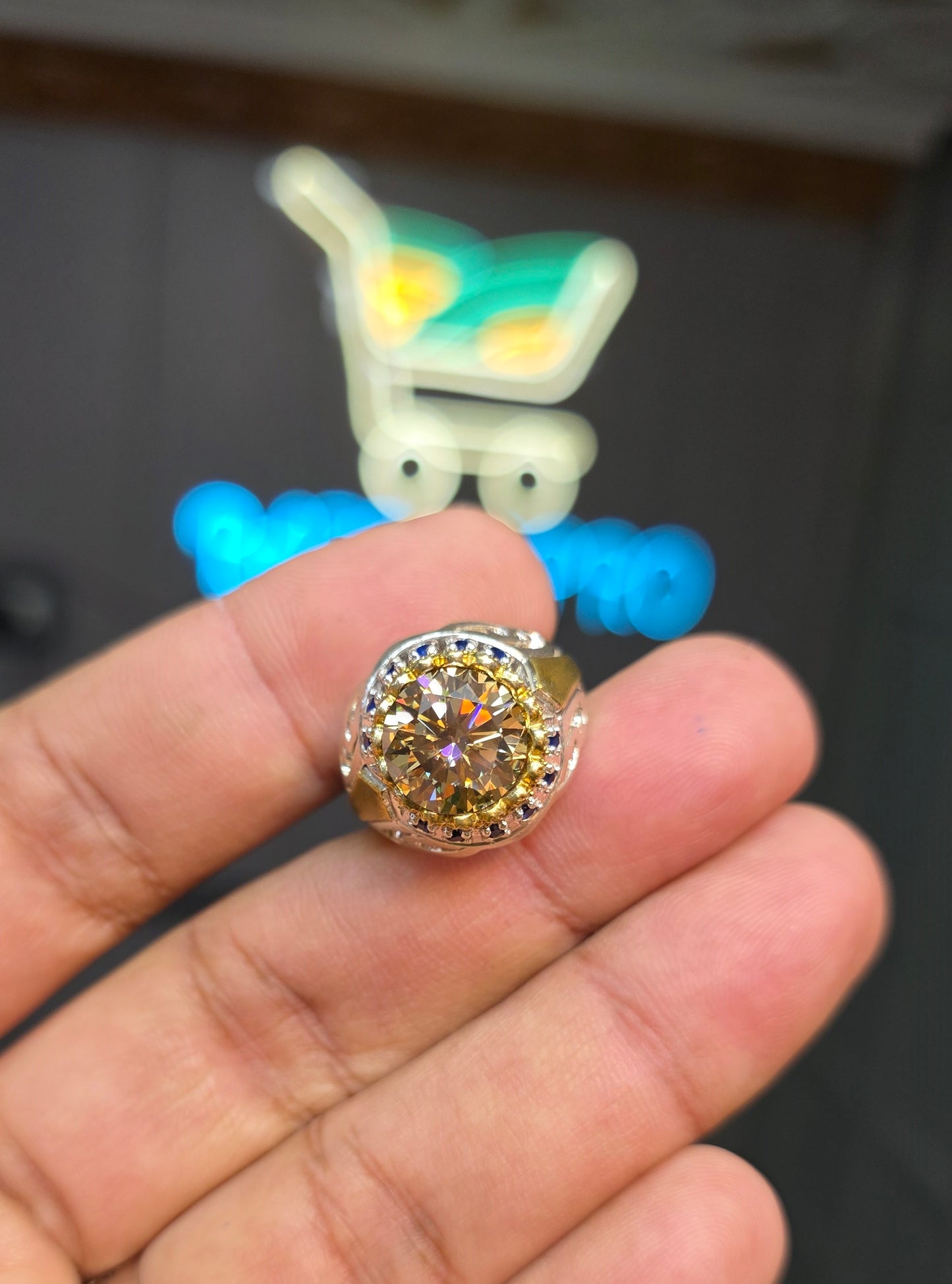 Premium Quality Vintage Style Golden Moissanite Ring