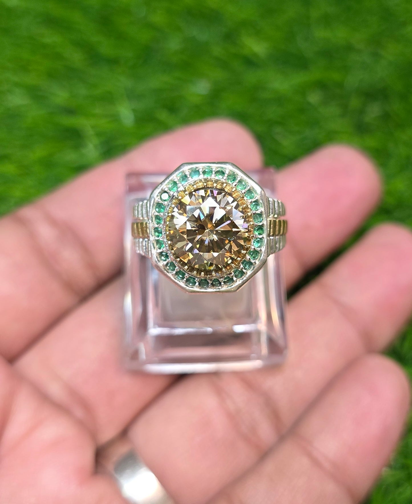Premium Quality Rolex Style Golden Moissanite Ring