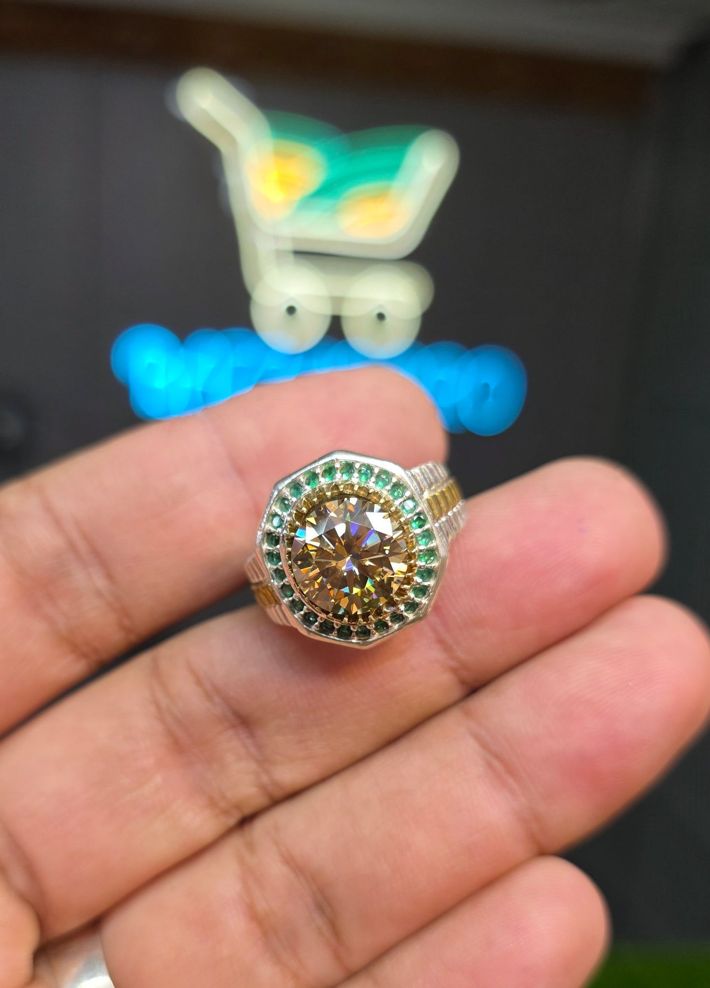 Premium Quality Rolex Style Golden Moissanite Ring