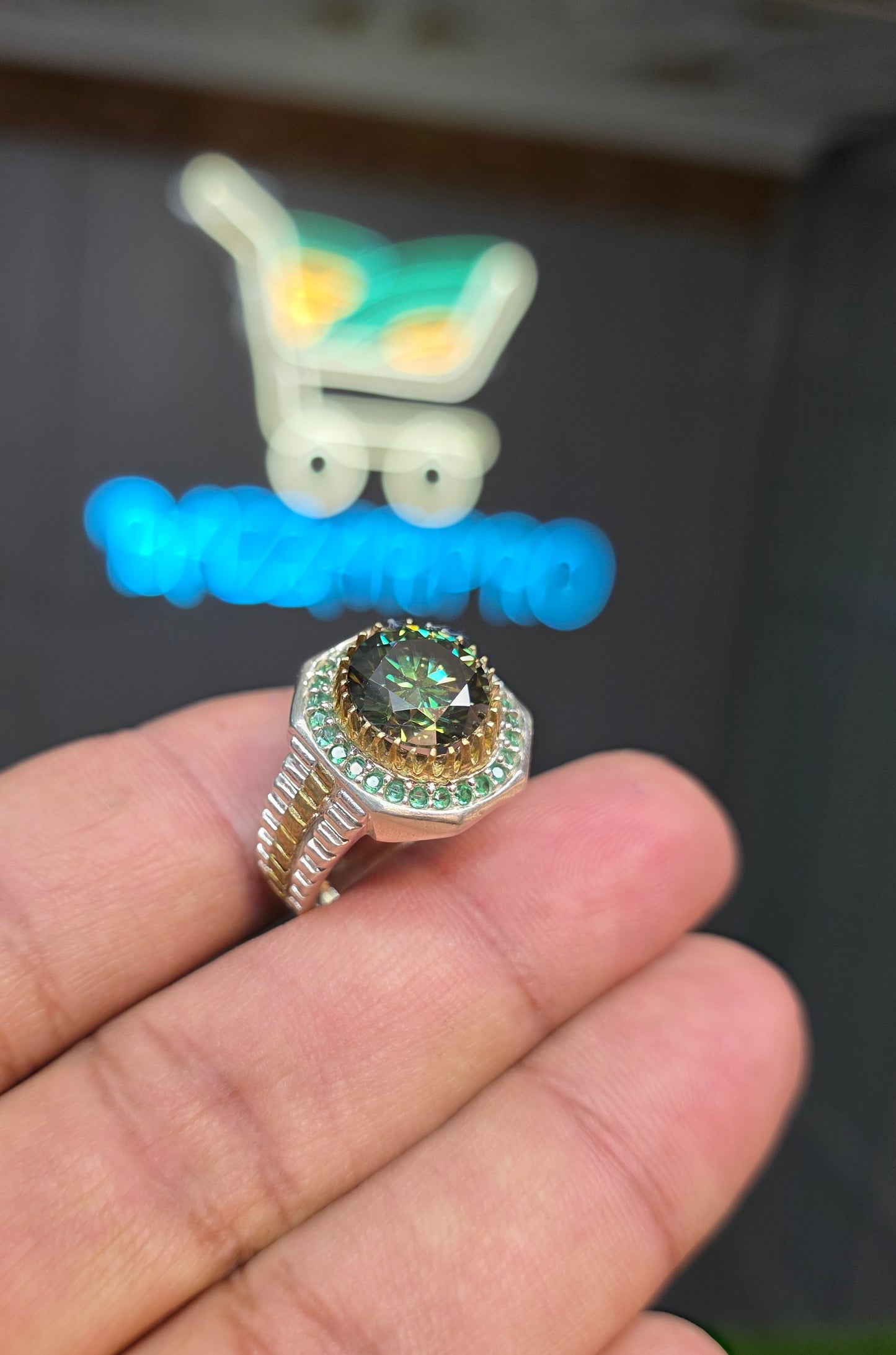 Premium Quality Rolex Style Green Moissanite Ring