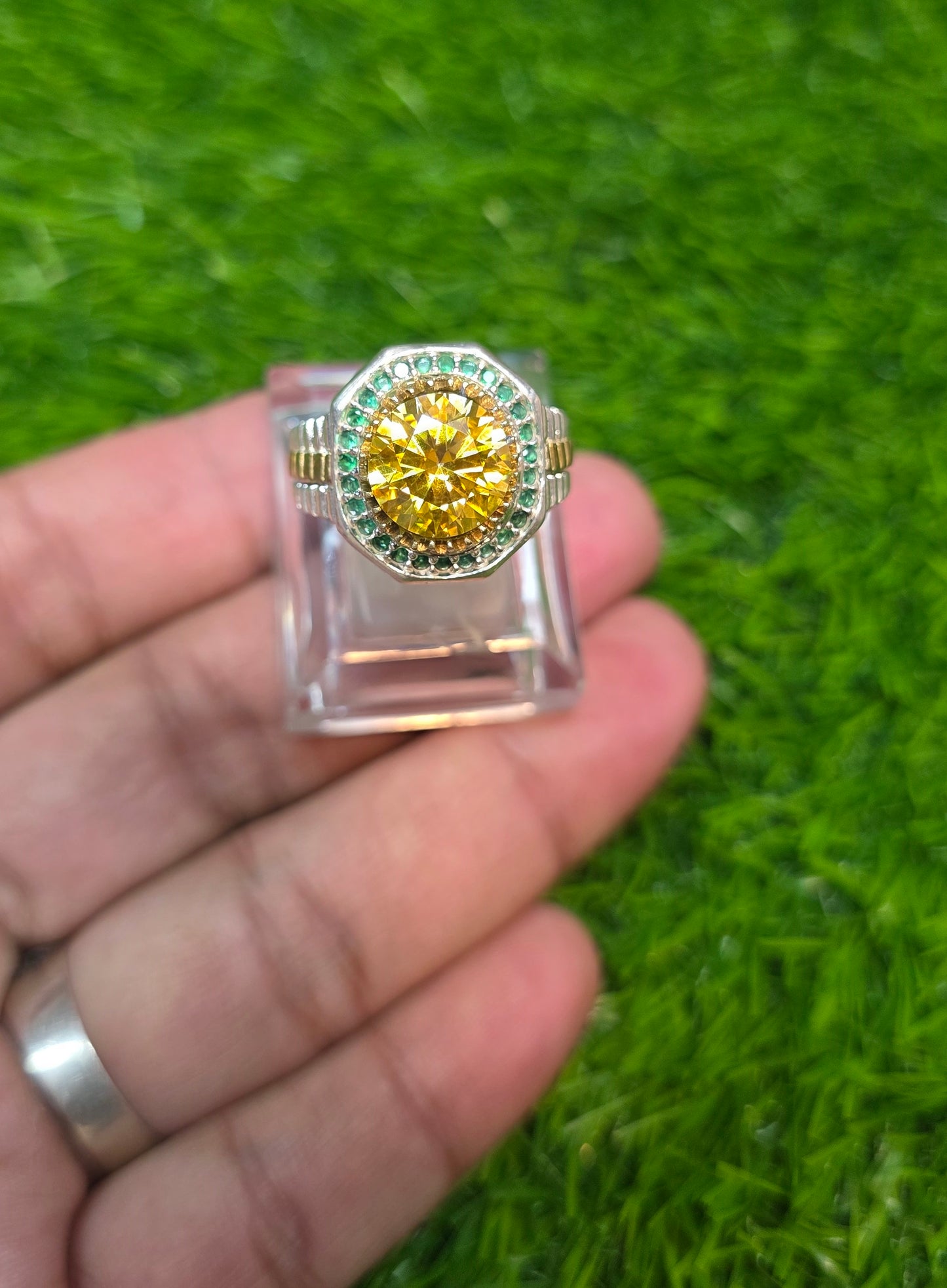 Premium Quality Rolex Style Yellow Moissanite Ring