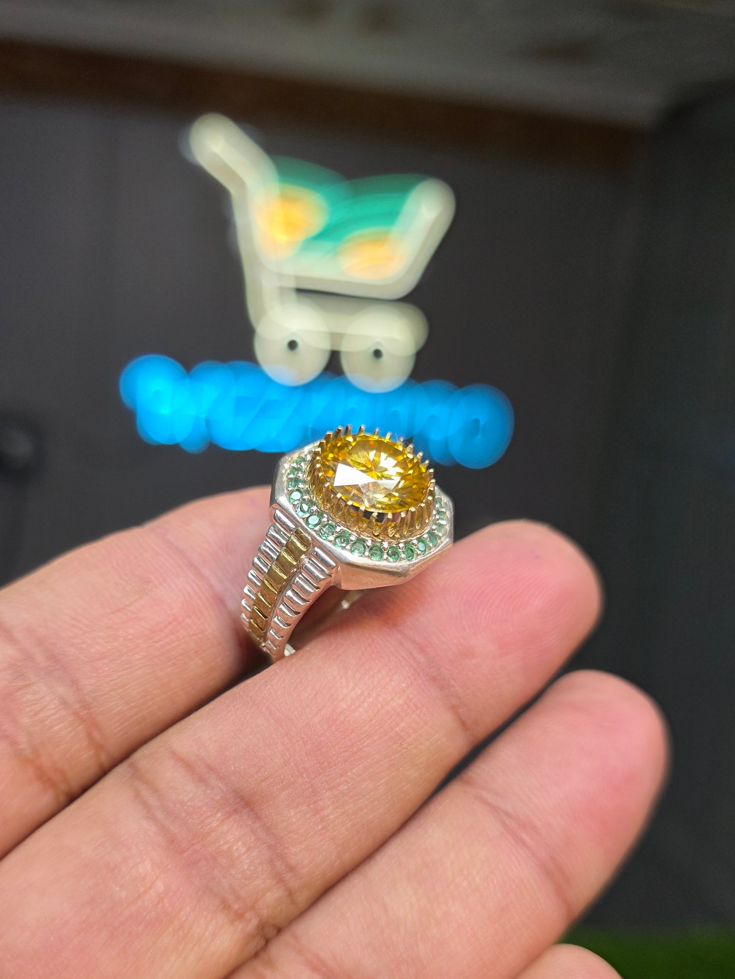Premium Quality Rolex Style Yellow Moissanite Ring