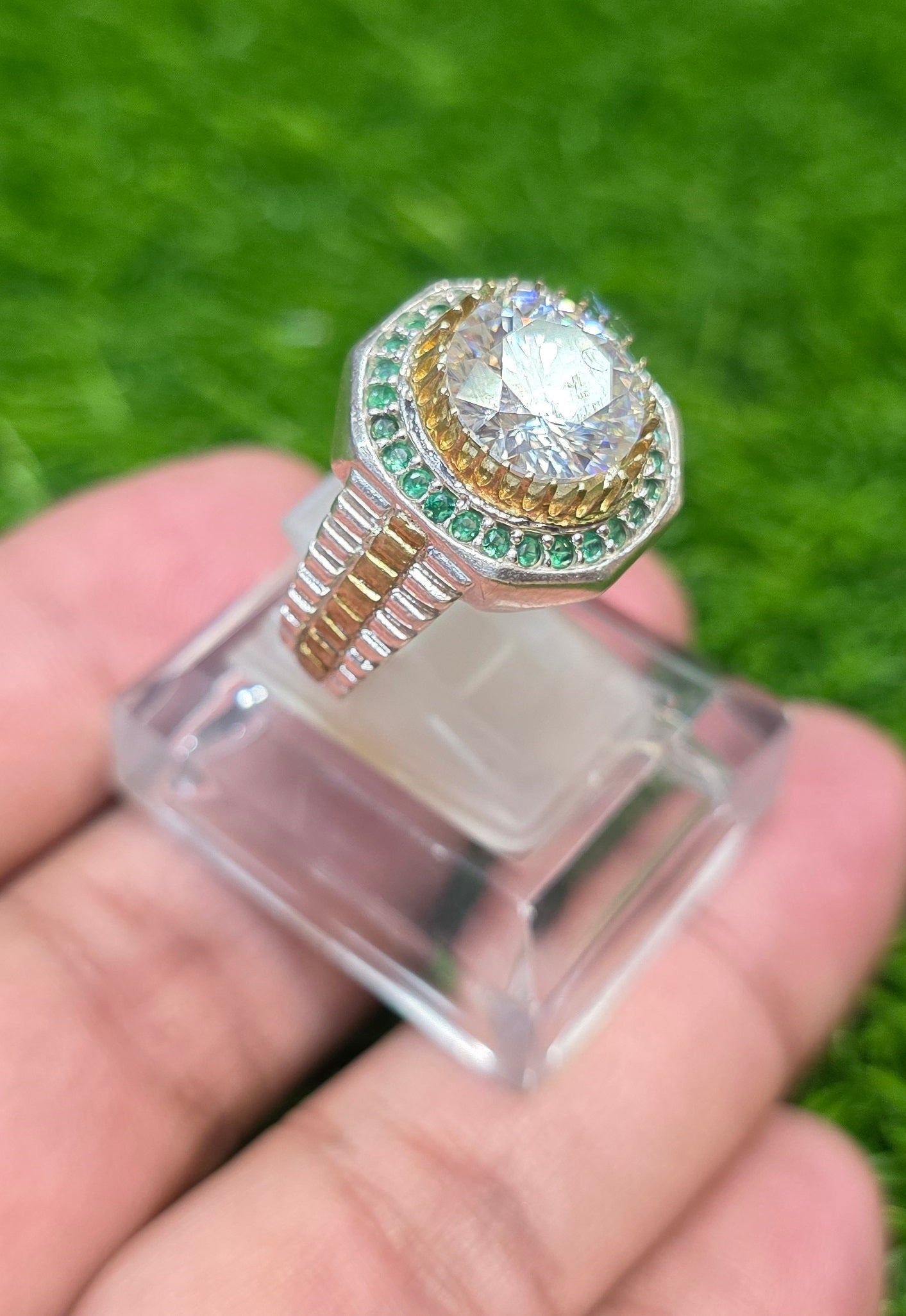 Premium Quality Rolex Style White Moissanite Ring