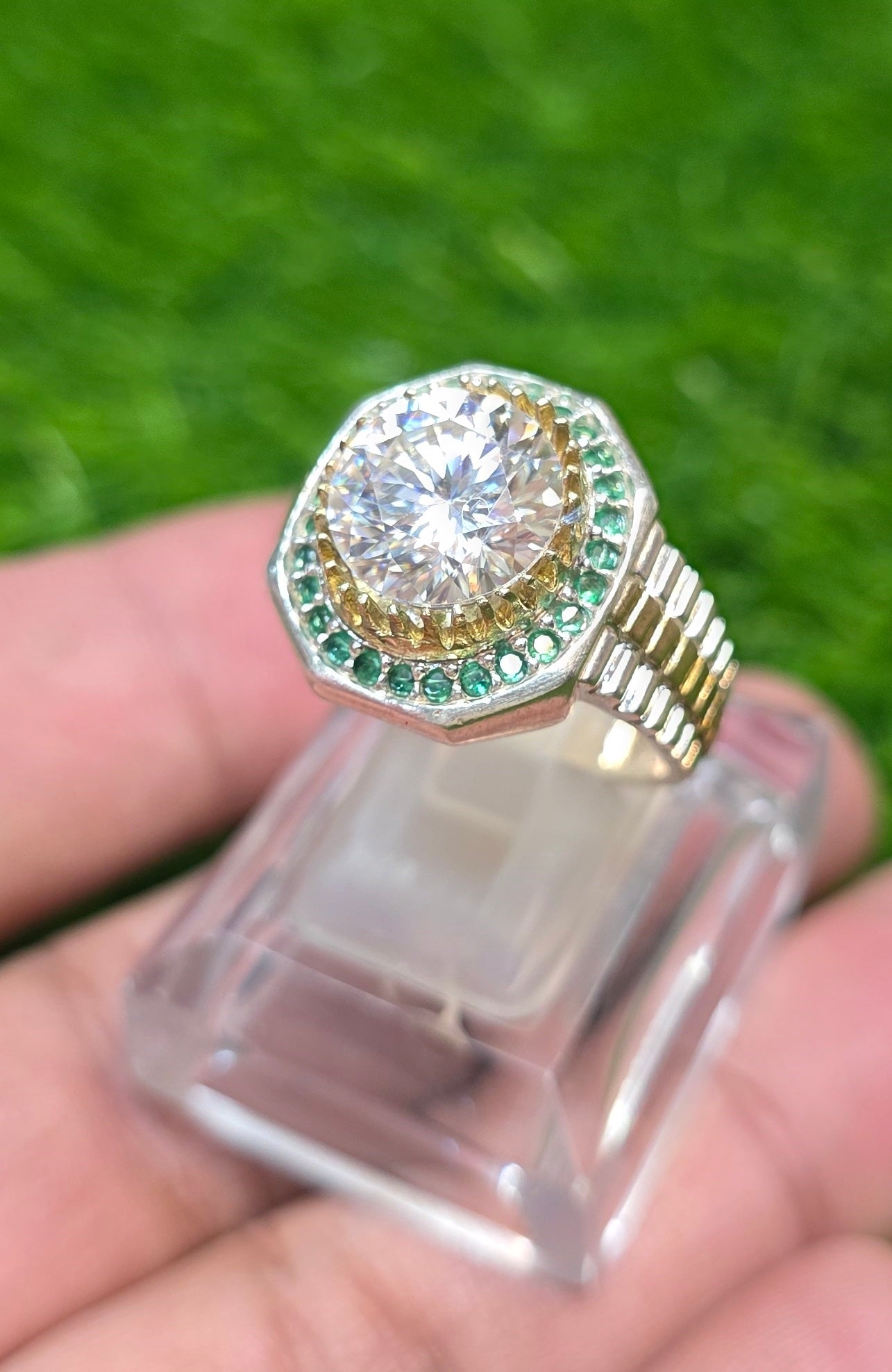Premium Quality Rolex Style White Moissanite Ring