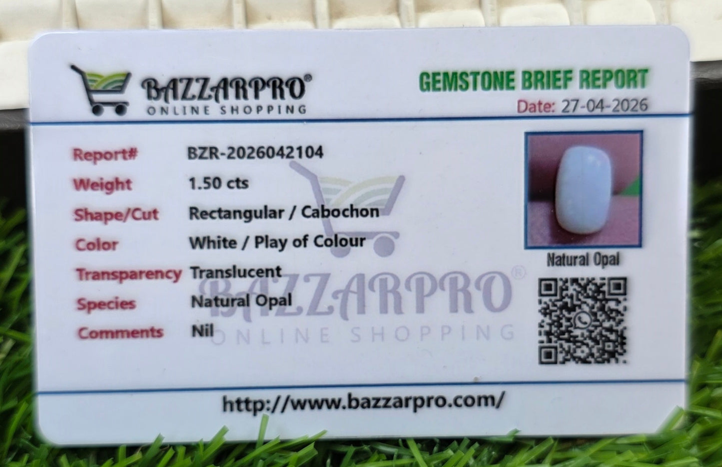 Premium Quality White Fire Opal With Lab Certificate