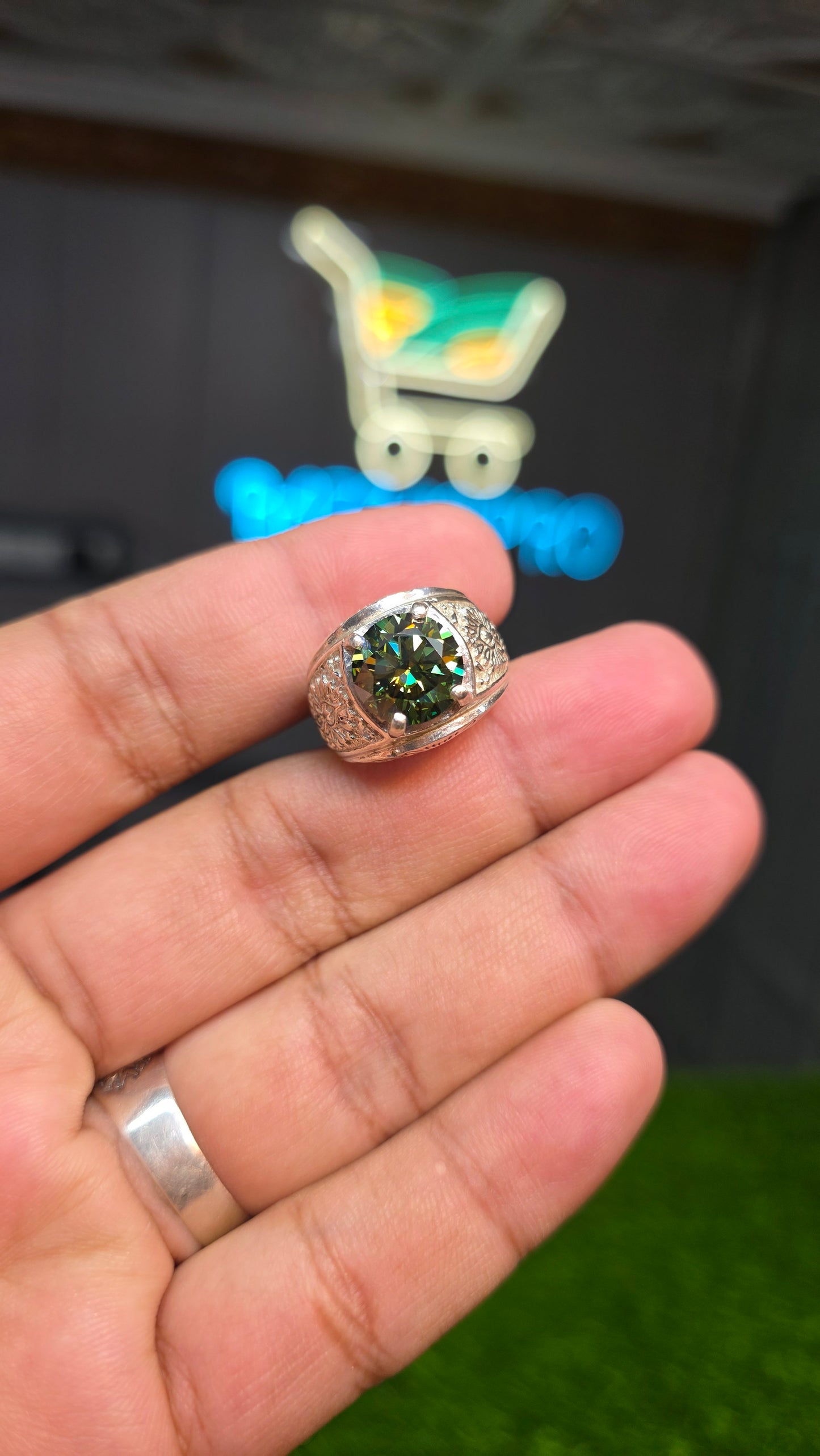 Premium Quality Green Moissanite Ring