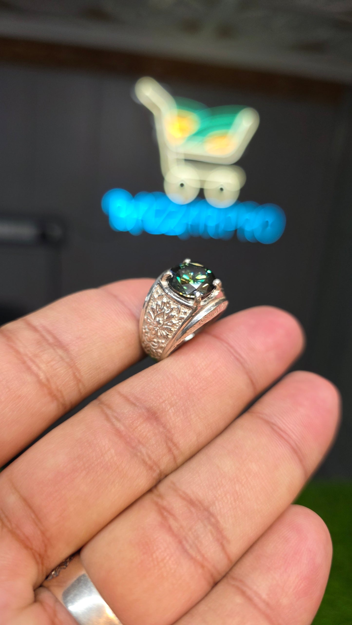 Premium Quality Green Moissanite Ring