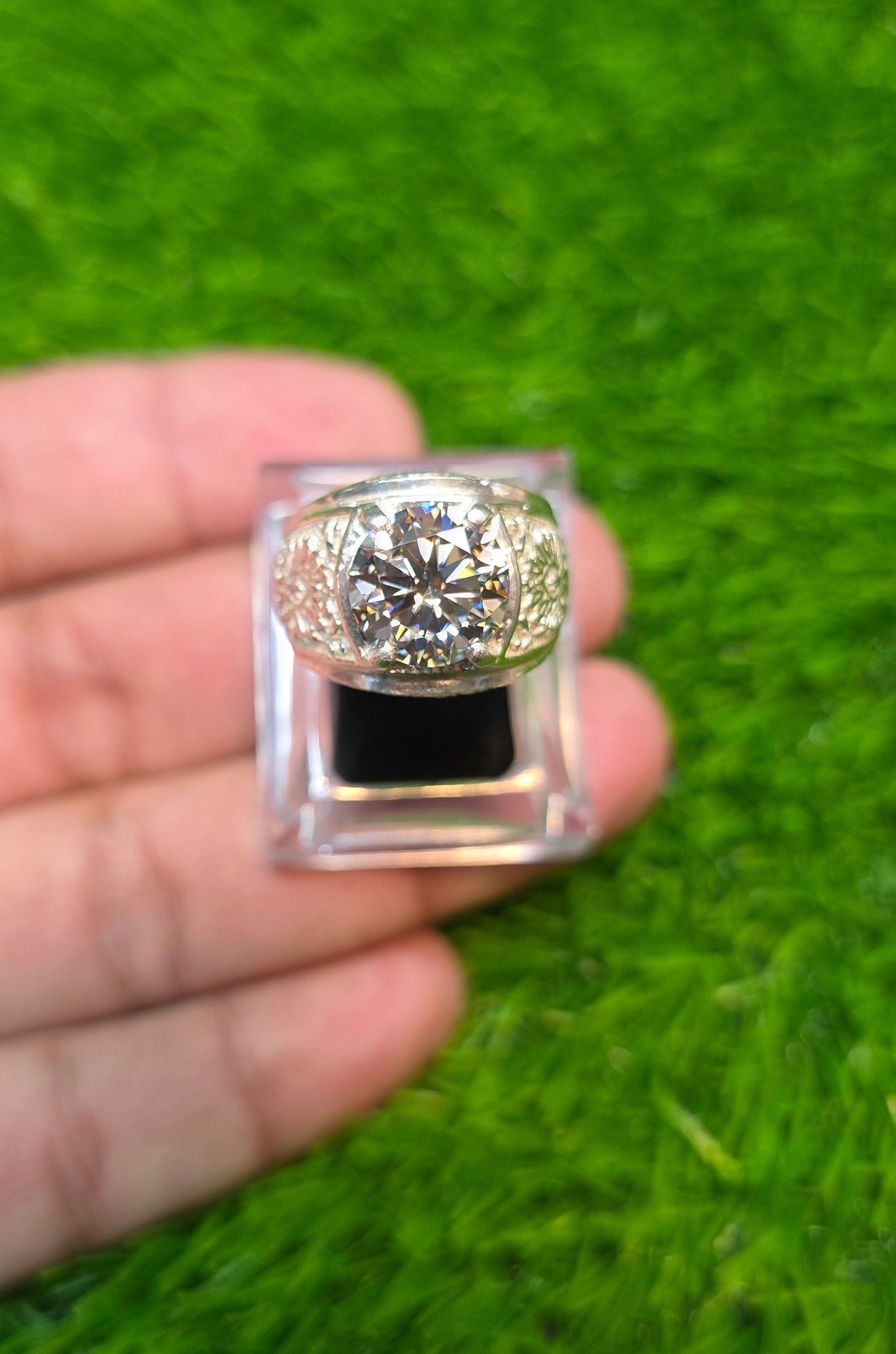 Premium Quality Smoky Black Moissanite Ring