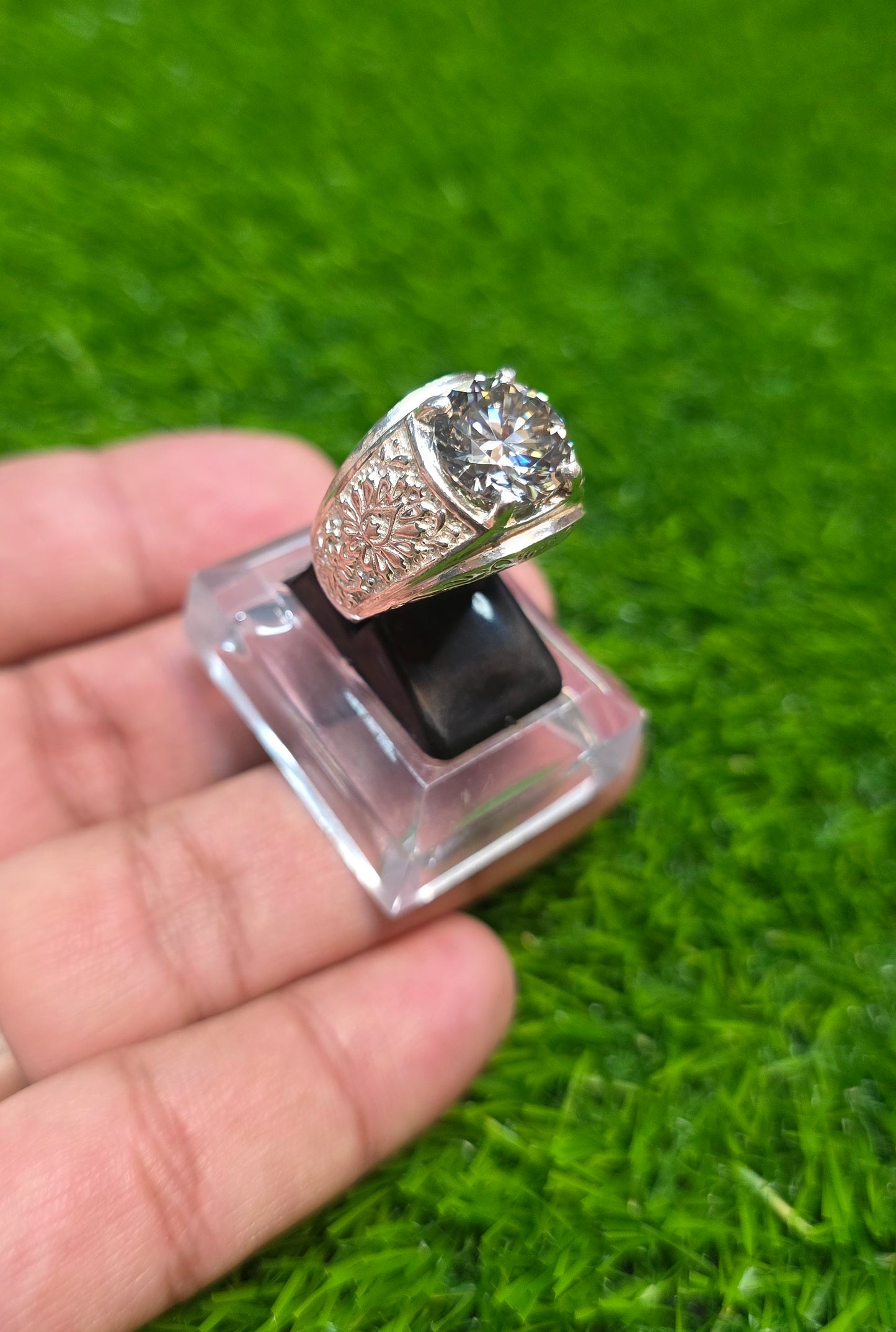 Premium Quality Smoky Black Moissanite Ring