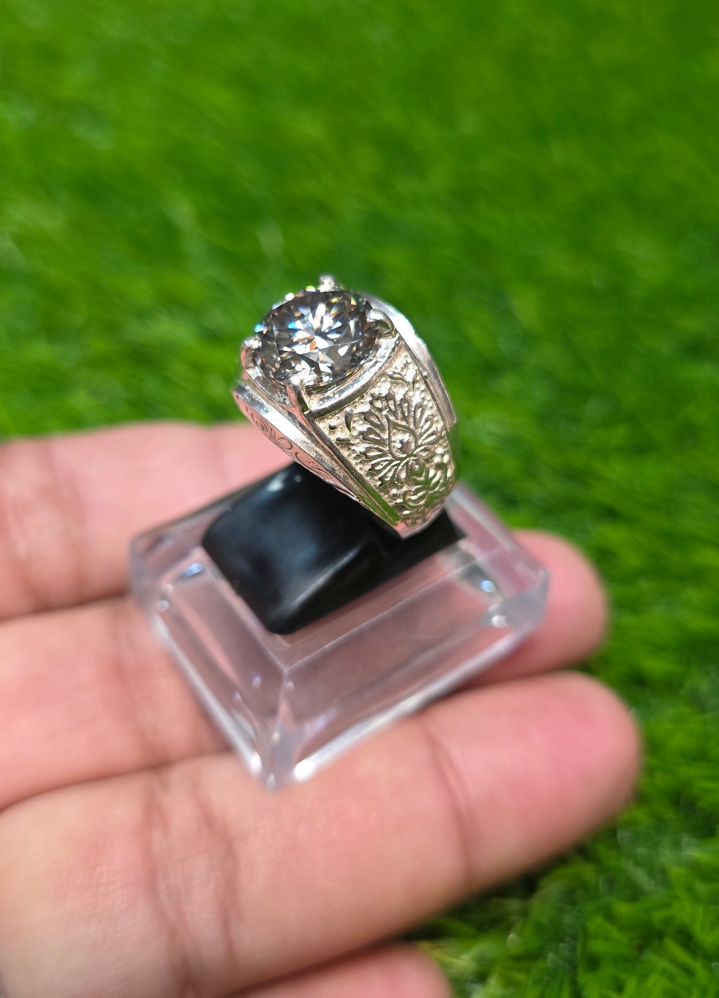 Premium Quality Smoky Black Moissanite Ring