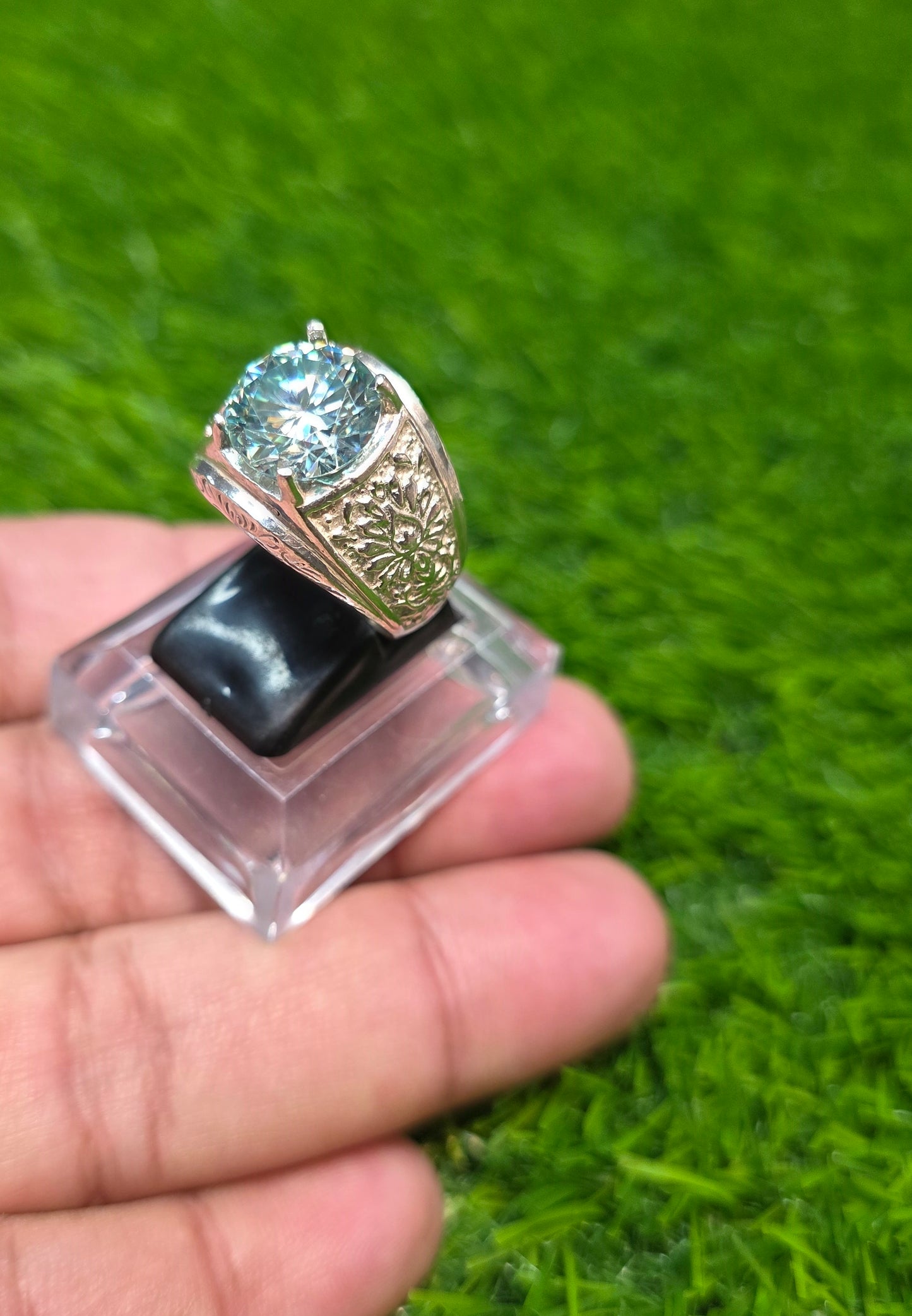 Premium Quality Aqua Moissanite Ring