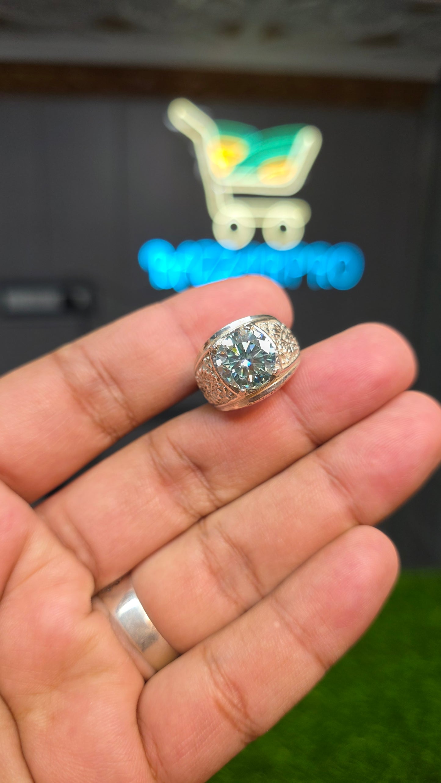Premium Quality Aqua Moissanite Ring
