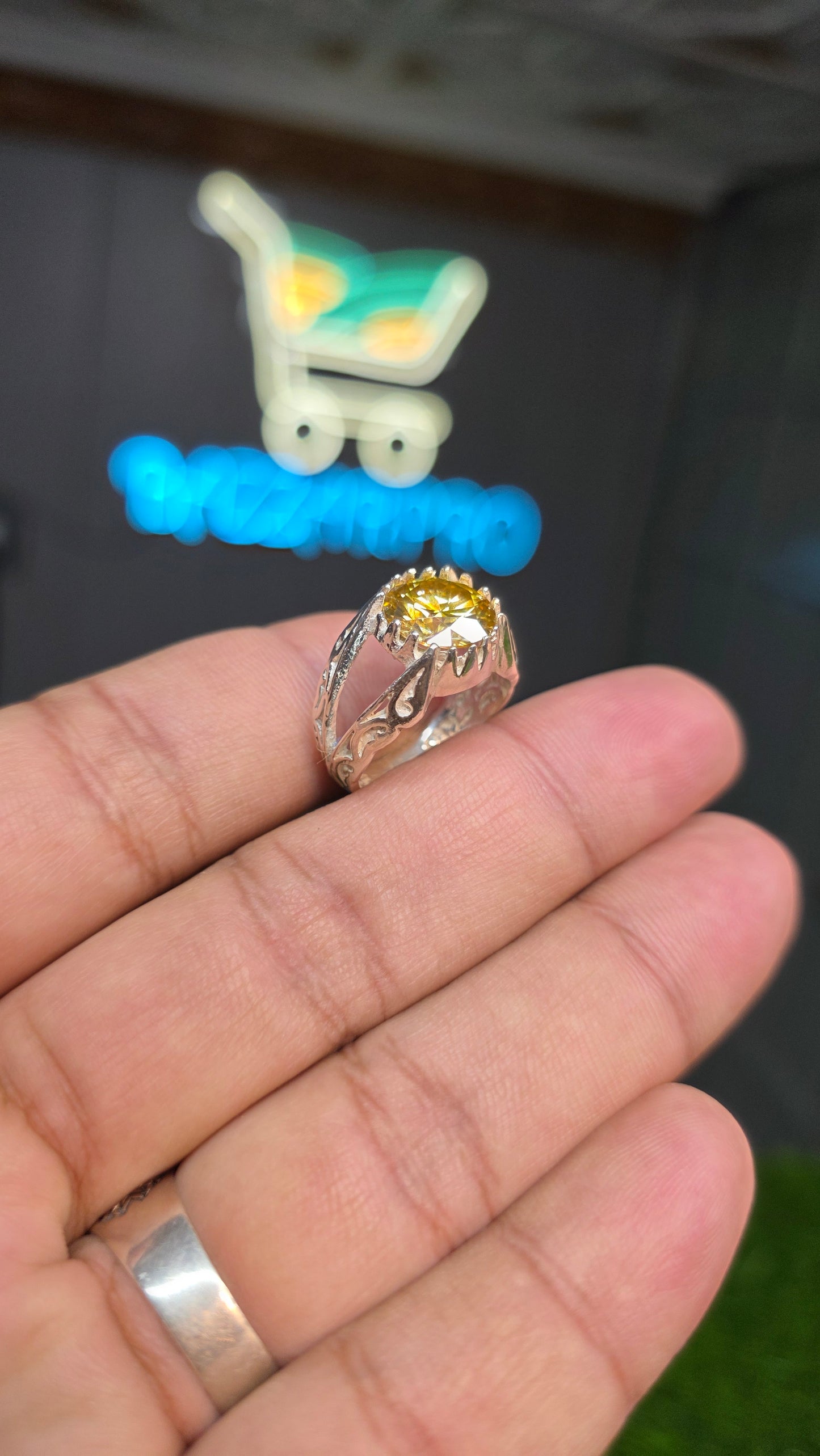 Premium Quality Golden Moissanite Ring