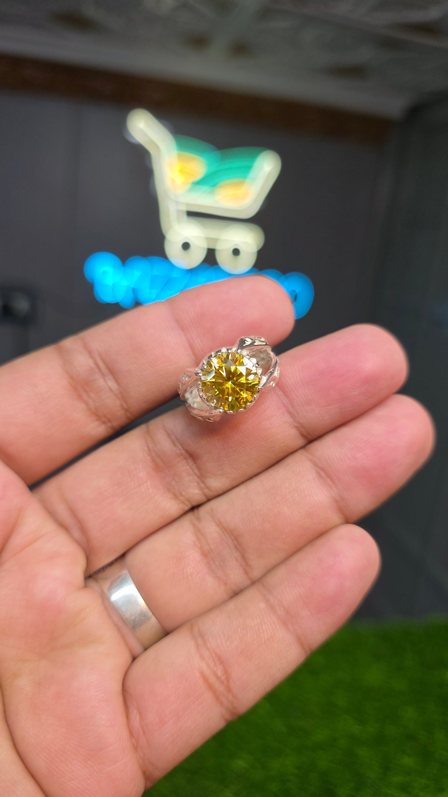 Premium Quality Golden Moissanite Ring