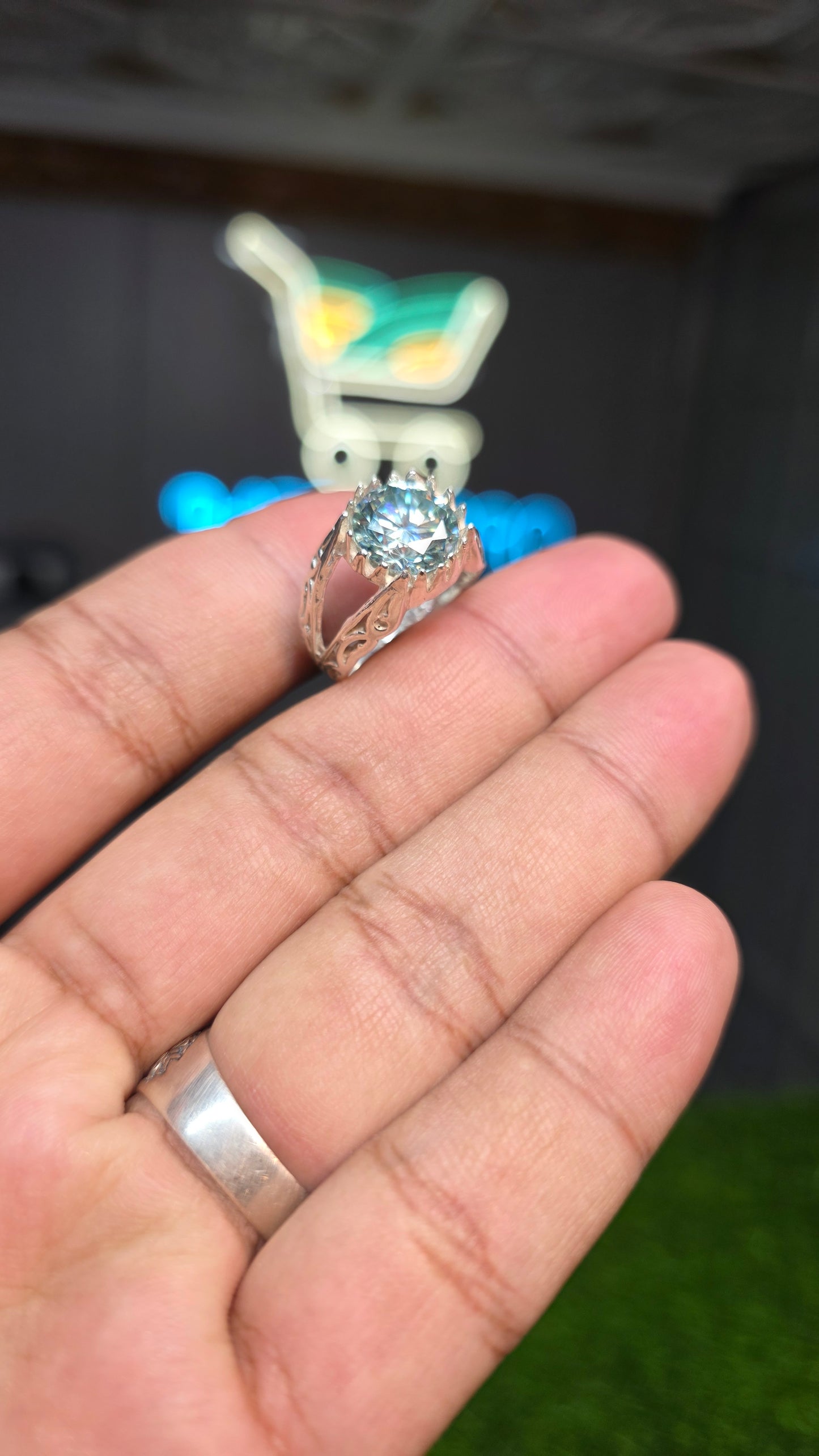 Premium Quality Aqua Moissanite Ring