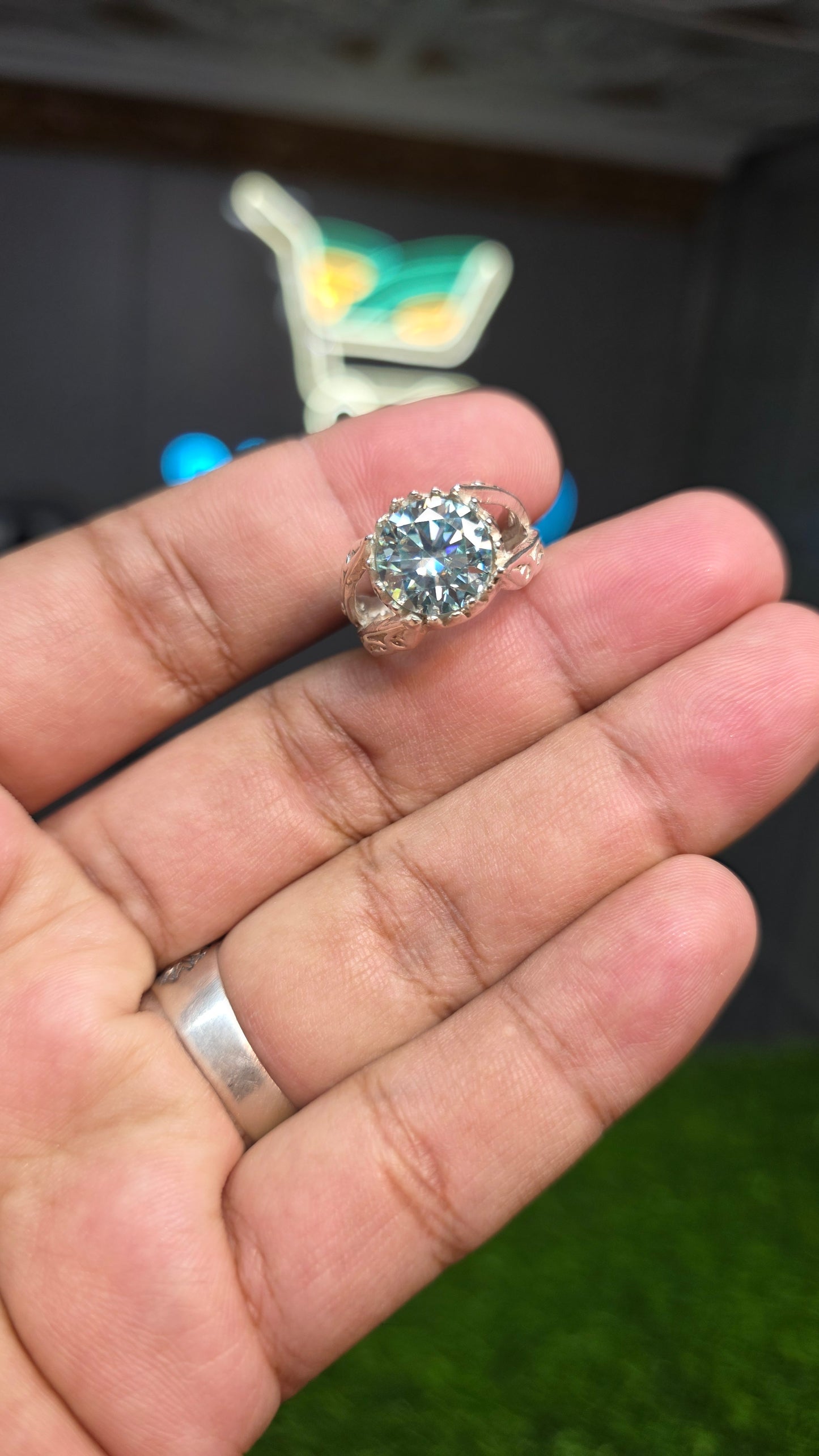 Premium Quality Aqua Moissanite Ring