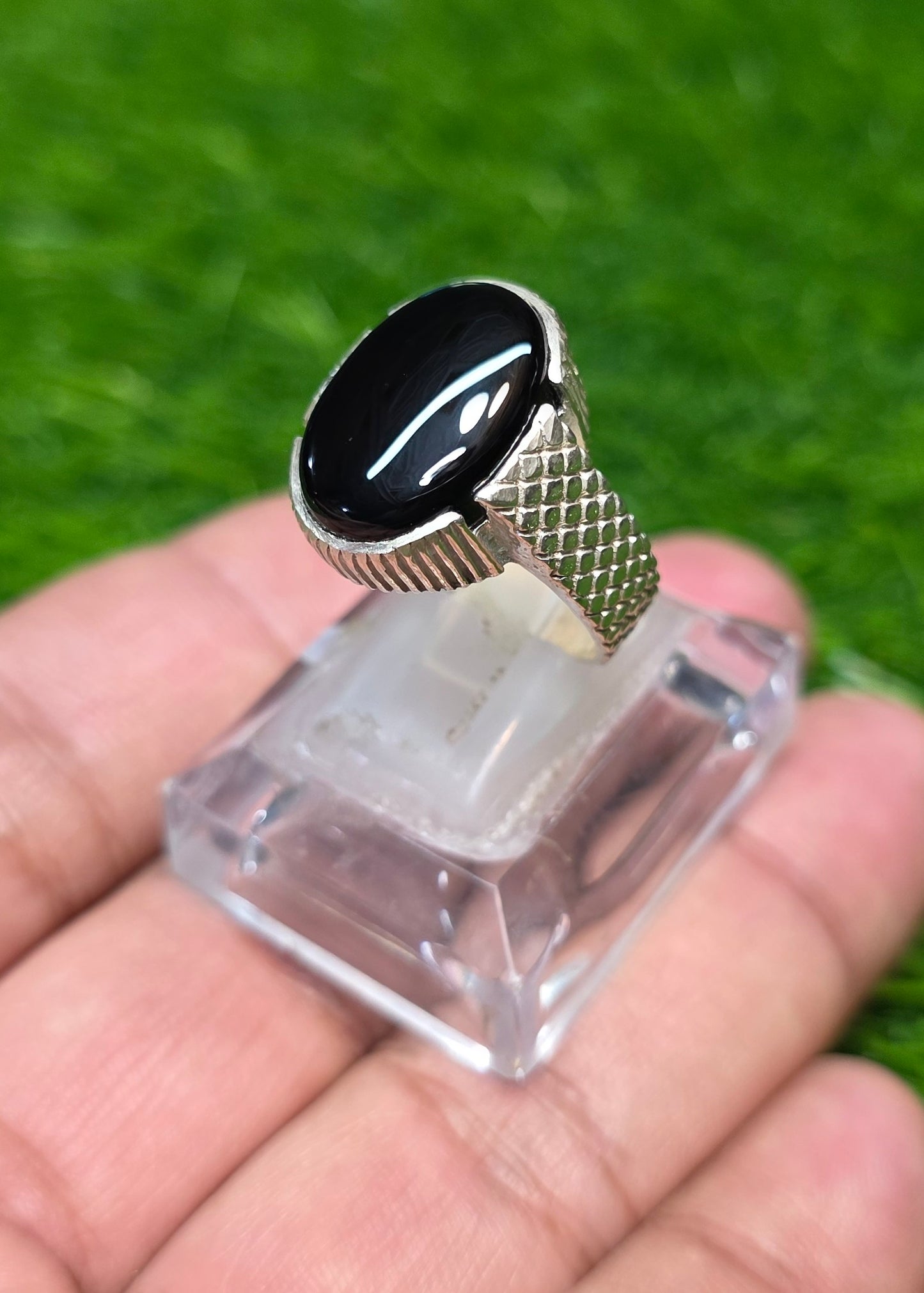 Premium Quality Black Aqeeq Ring